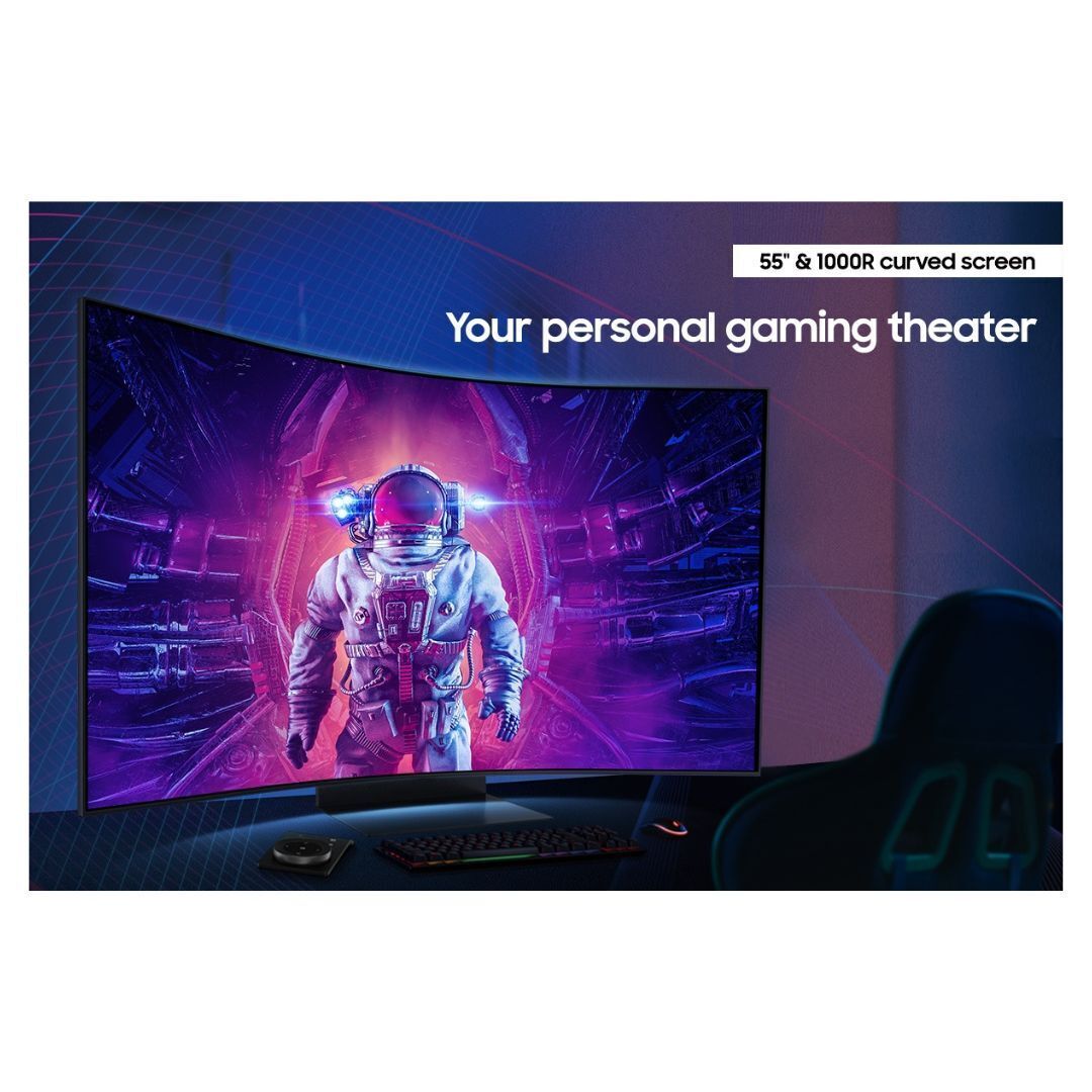 Samsung Odyssey Ark 2nd Generation UHD 165Hz Quantum Mini-LED Curved 55-Inch Gaming Monitor (Black)