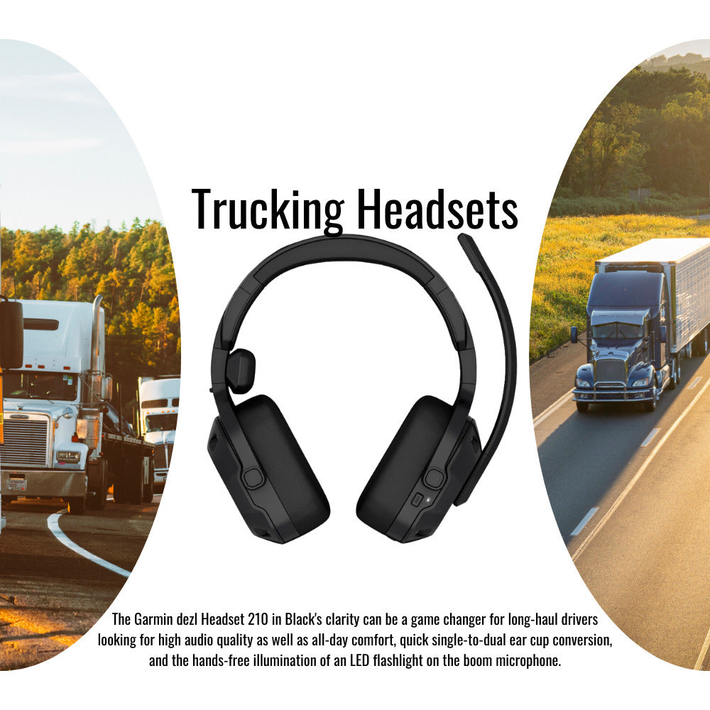 Garmin dezl Ergonomic Headset 210 for Truckers with LED Flashlight (Black, 2-In-1 Edition) Bundle