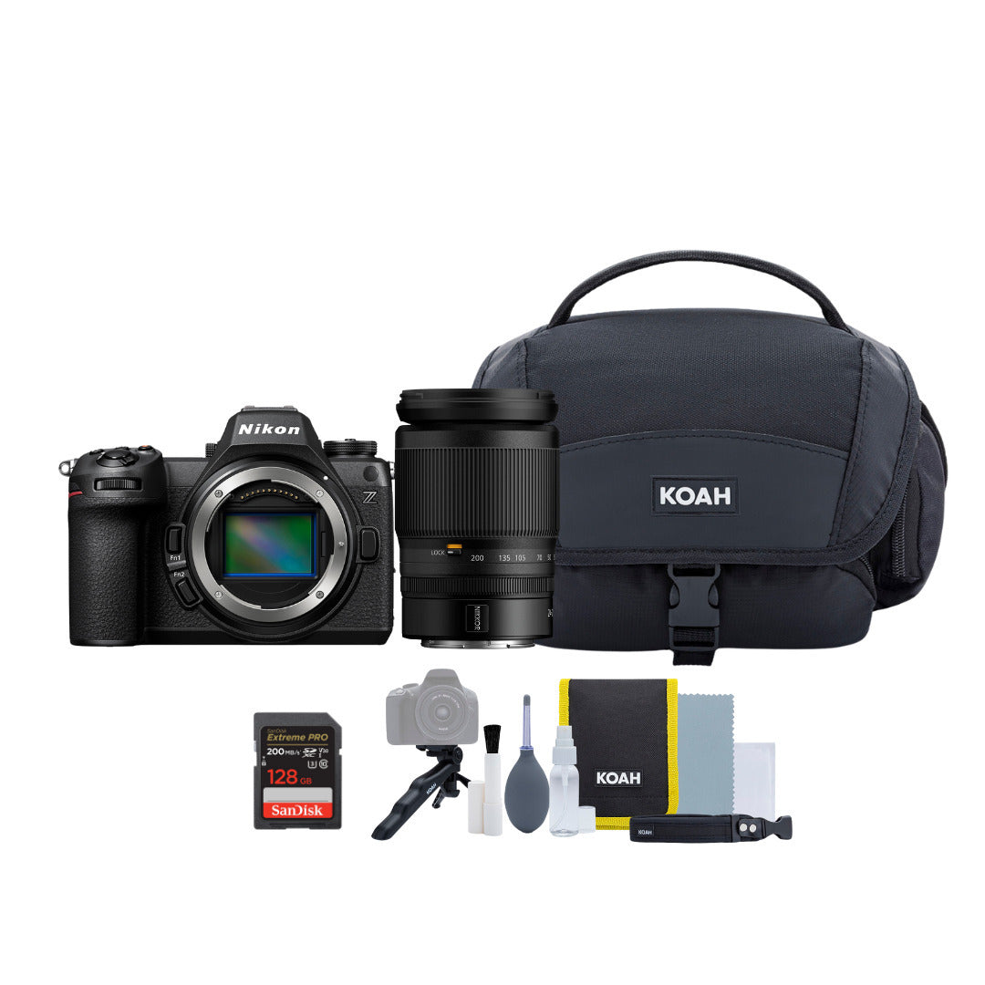 Nikon Z6III FX-Format Mirrorless Camera Body with NIKKOR Z VR Lens, 128GB Card, and Bag Bundle