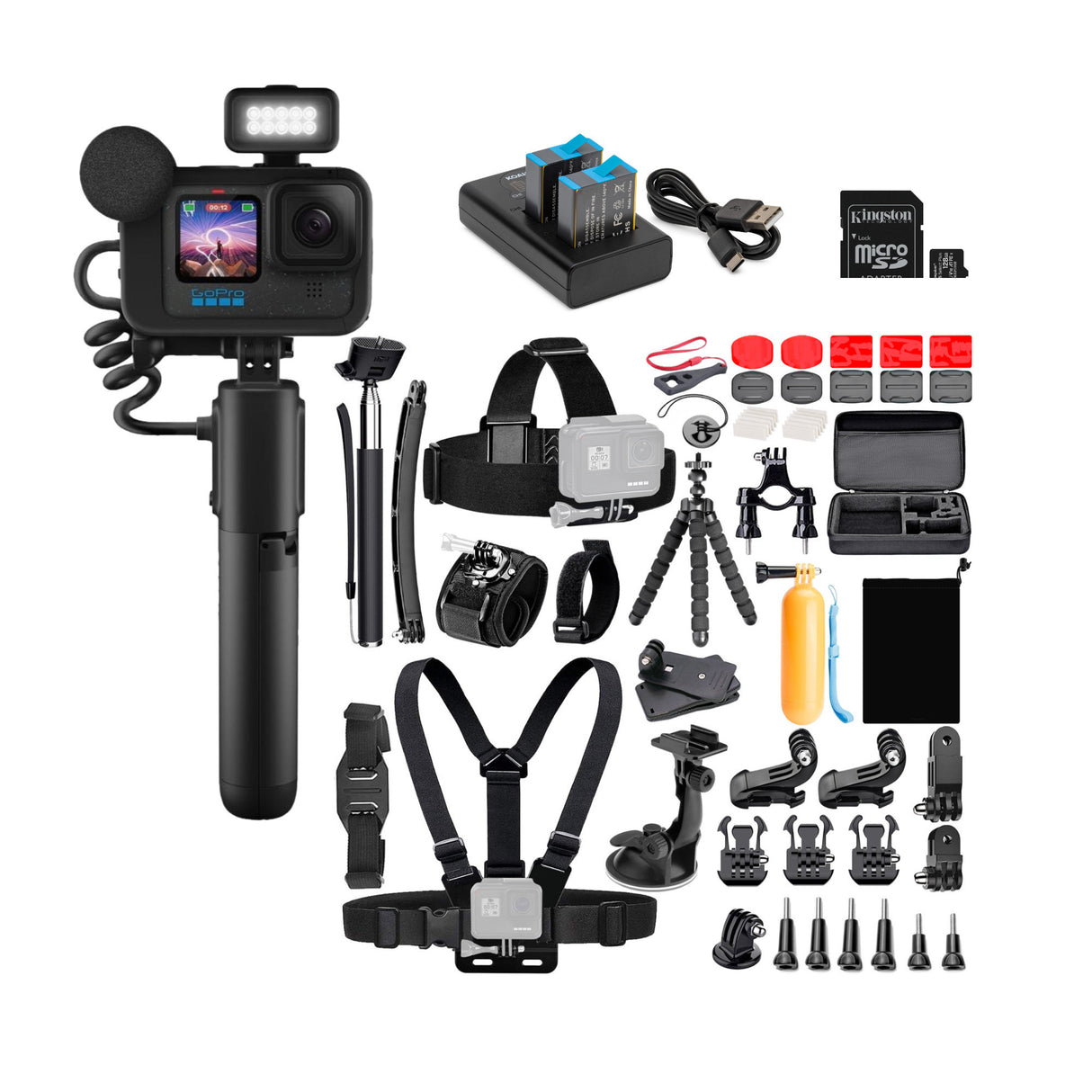 GoPro HERO12 Black Creator Edition Action Camera with Charger, Accessory Kit, and 128GB Card Bundle