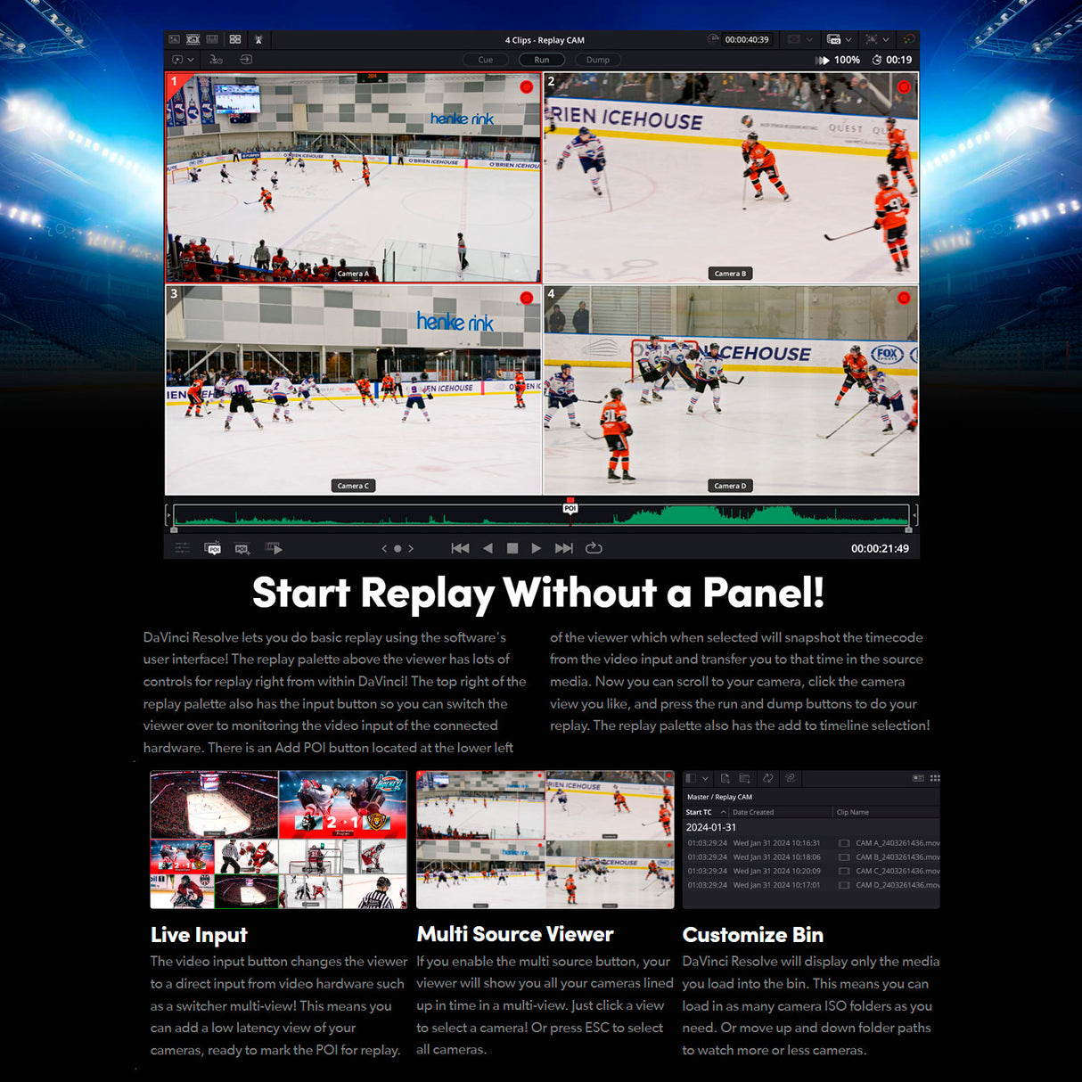 Blackmagic Design DaVinci Replay Resolve Editor for Fast Multi-Cam Editing (Black) Bundle