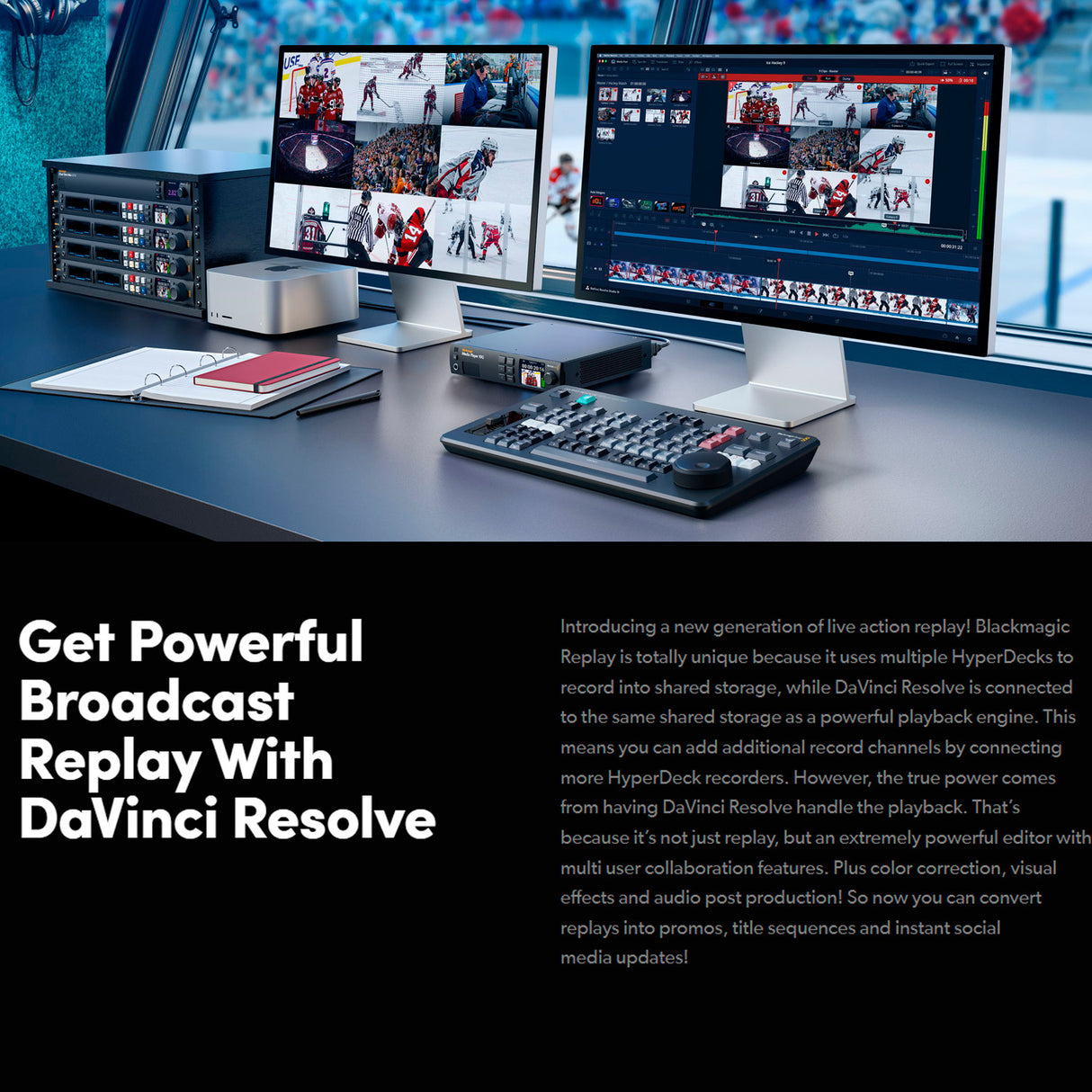 Blackmagic Design DaVinci Replay Resolve Editor for Fast Multi-Cam Editing (Black) Bundle