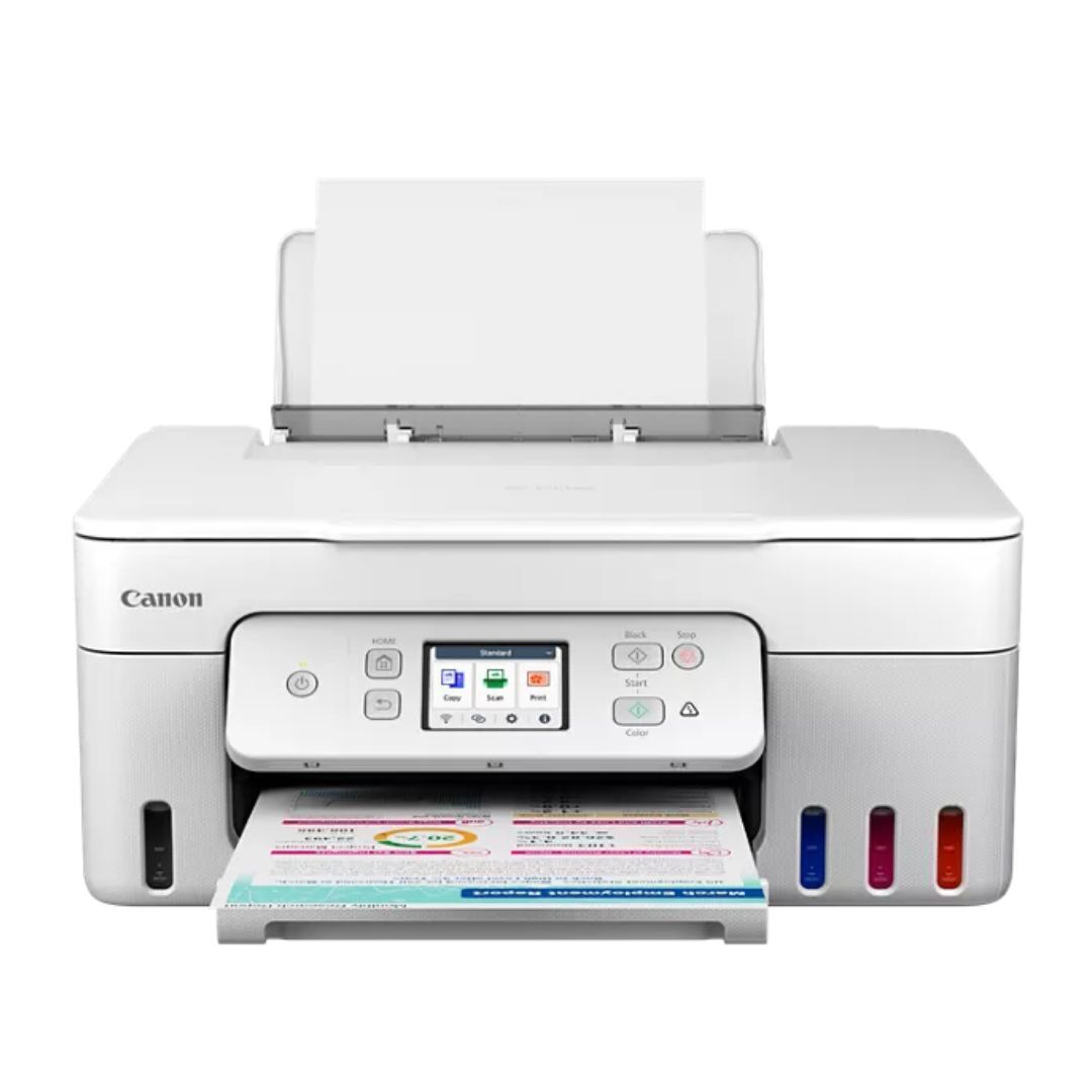 Canon MegaTank PIXMA G3290 Wireless 3-In-1 Printer with 100-Sheet Rear Paper Tray (White)