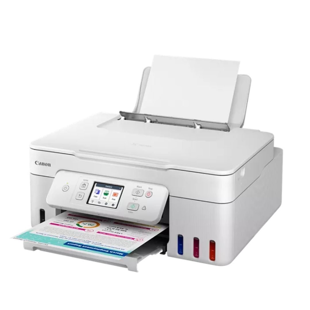 Canon MegaTank PIXMA G3290 Wireless 3-In-1 Printer with 100-Sheet Rear Paper Tray (White)