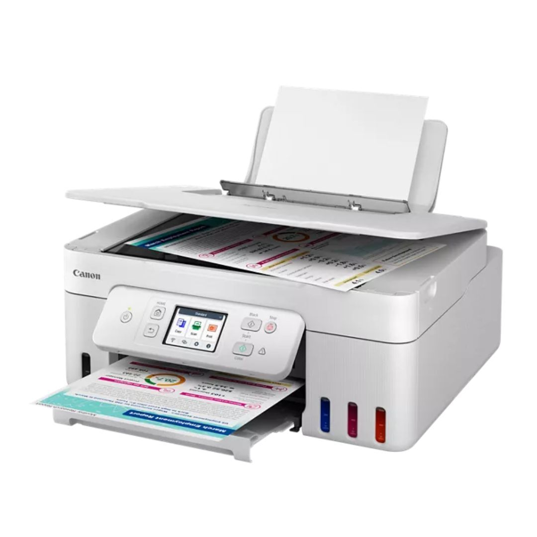 Canon MegaTank PIXMA G3290 Wireless 3-In-1 Printer with 100-Sheet Rear Paper Tray (White)