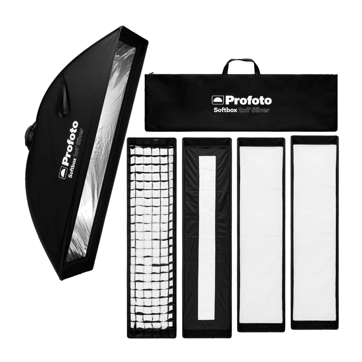 Profoto 1x4-Feet Softbox Strip (Silver) with 1x4-Feet Softgrid, Strip Mask, and Diffuser Kit Bundle