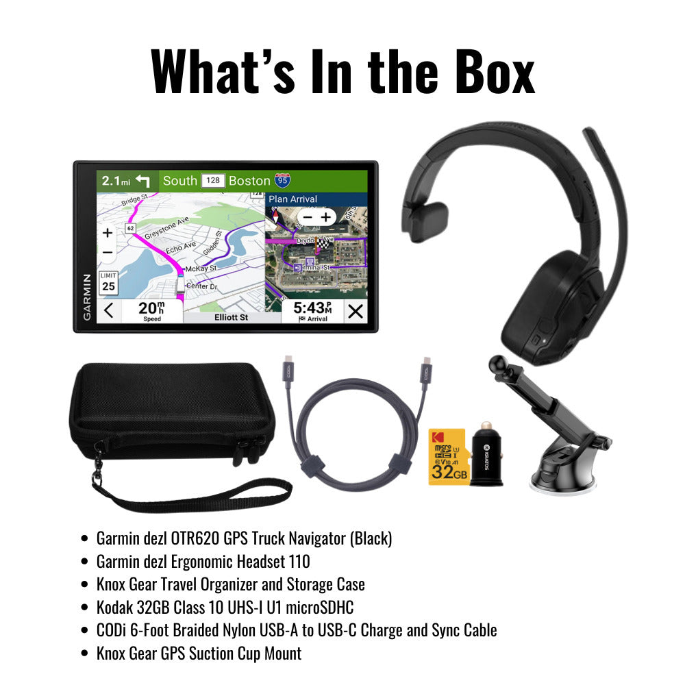 Garmin dezl OTR620 GPS Truck Navigator with 6-Inch 1280p Touchscreen (Black) with Headset Bundle