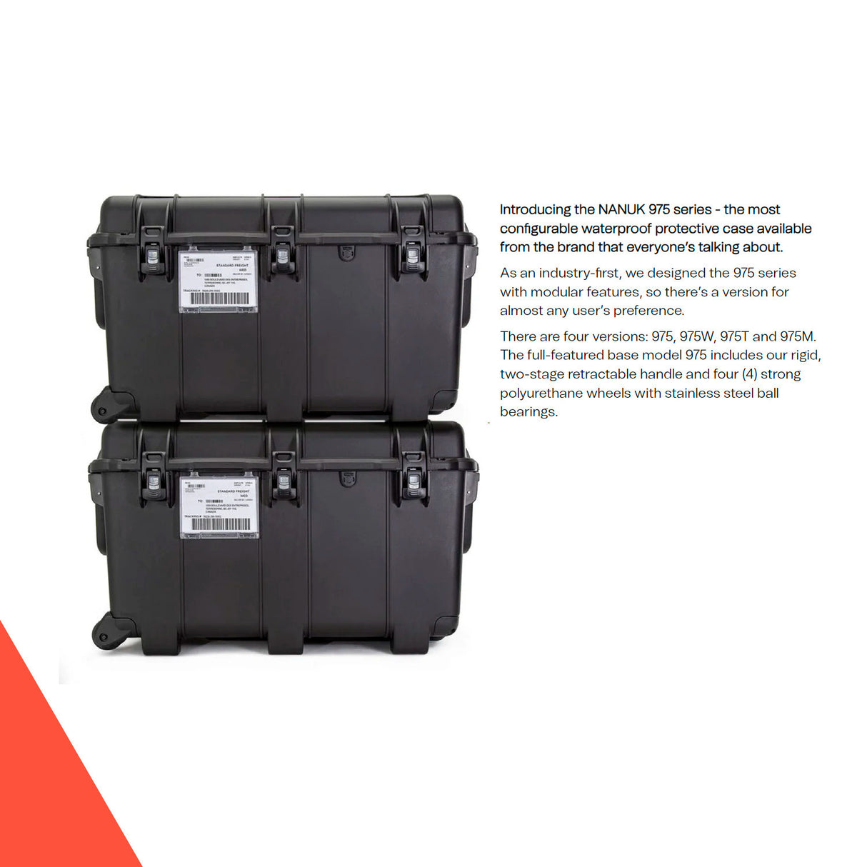 Nanuk 975 85.78L Storage Wheeled Hard Case (Black) with Wheel Caster Kit and 225 Hard Case Bundle