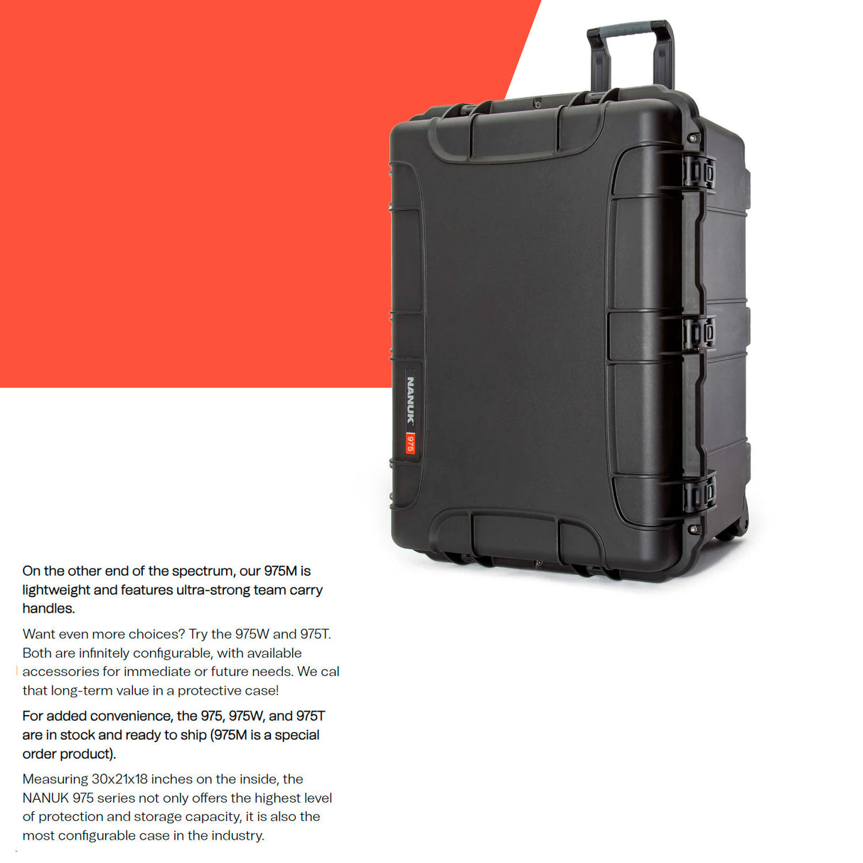 Nanuk 975 85.78L Storage Wheeled Hard Case (Black) with Wheel Caster Kit and 225 Hard Case Bundle