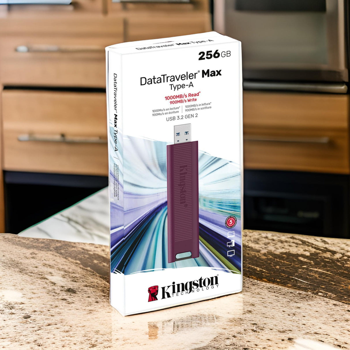 Kingston DataTraveler Max Type-A 256GB USB Flash Drive (5-Pack) with Steel Keyrings (10-Pack) Bundle