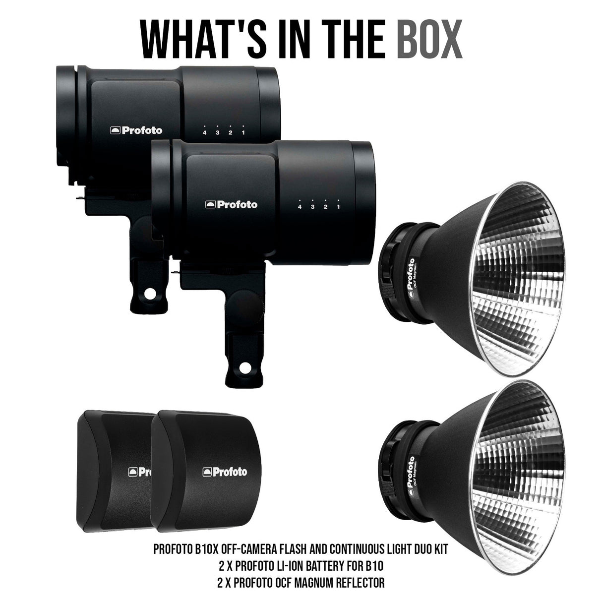 Profoto B10X Off-Camera Flash and Continuous Light Duo Kit with OCF Magnum Reflector (2-Pack) Bundle