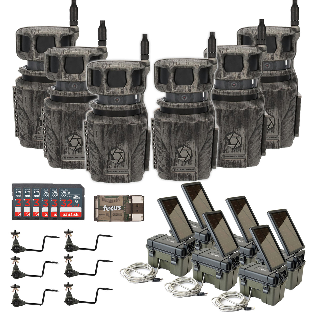 Stealth Cam Revolver 36MP 360-Degree Cellular Trail Camera with Threaded Mount (6-Pack) Bundle