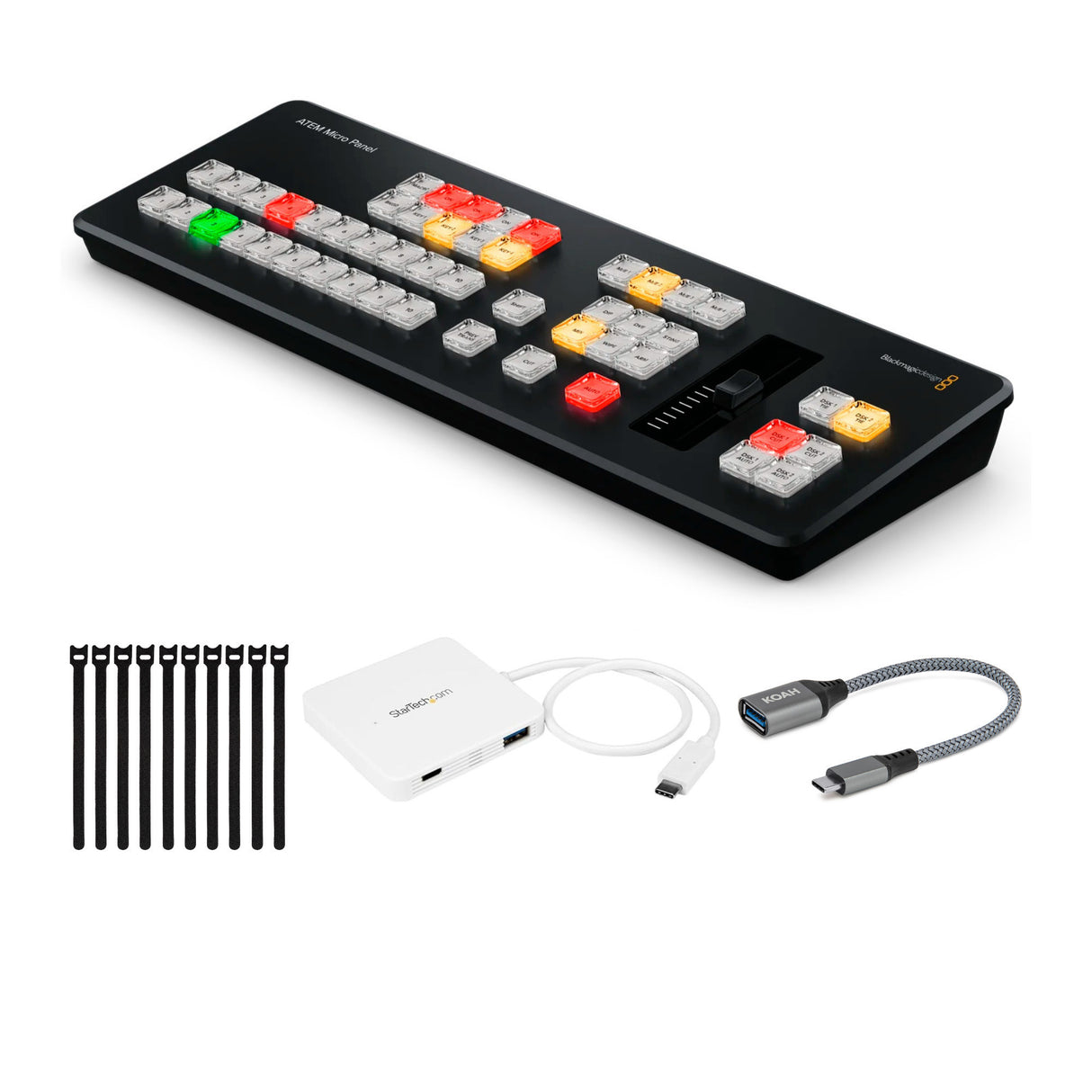 Blackmagic Design ATEM Micro Live Stream Switcher Panel with 50 Tri-Color LED Backlit Buttons Bundle