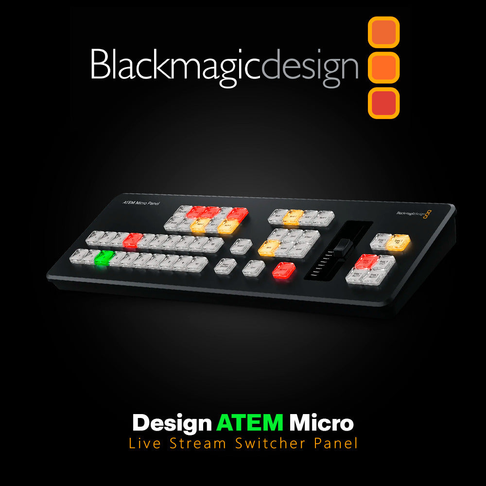 Blackmagic Design ATEM Micro Live Stream Switcher Panel with 50 Tri-Color LED Backlit Buttons Bundle