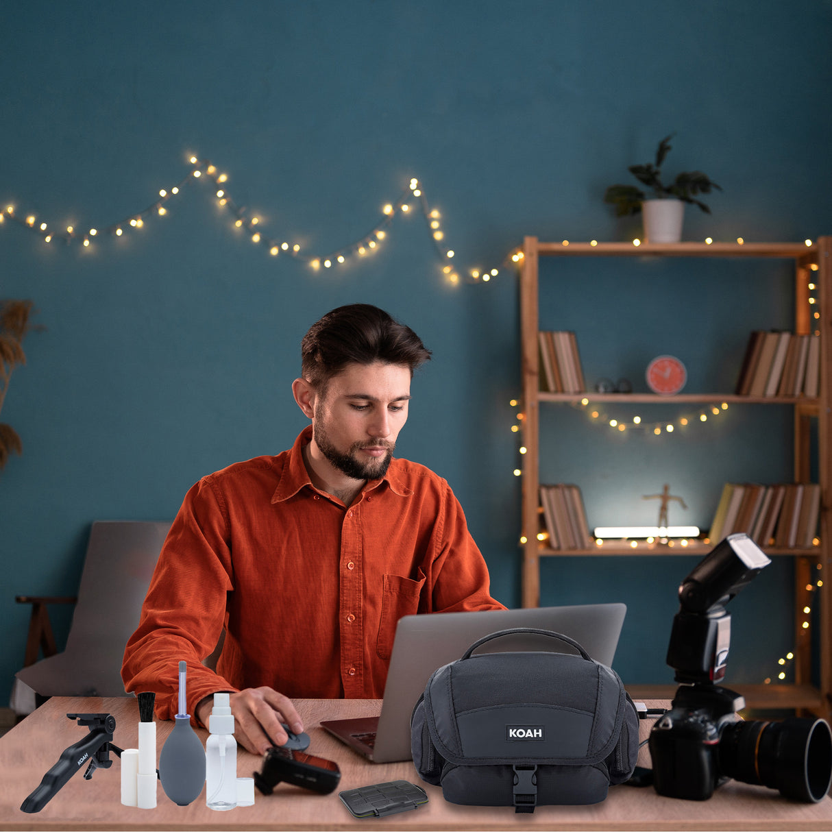 Koah Nostrand Avenue Camera System Gadget Bag with Card Reader and Memory Card Storage Case Bundle