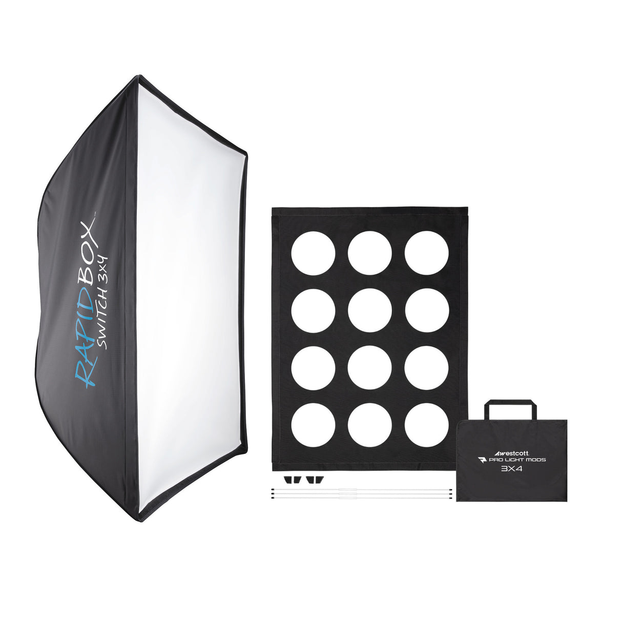 Westcott Rapid Box Switch Rectangular 3x4 Feet Softbox with Adjustable Corner System Mods Bundle