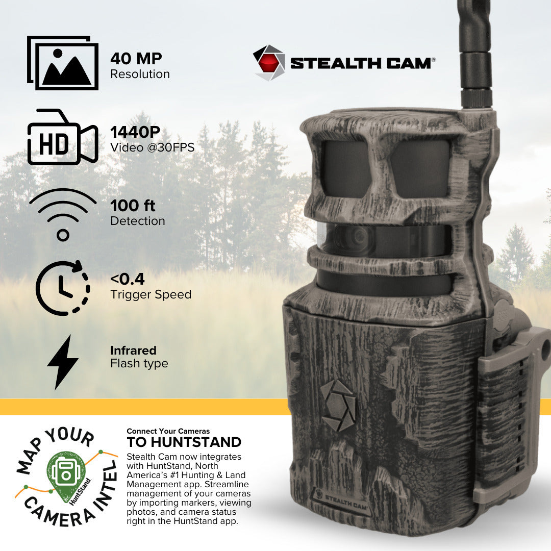 Stealth Cam Revolver 40MP Pro 360-Degree Cellular Trail Camera with Threaded Mount 4-Pack Bundle