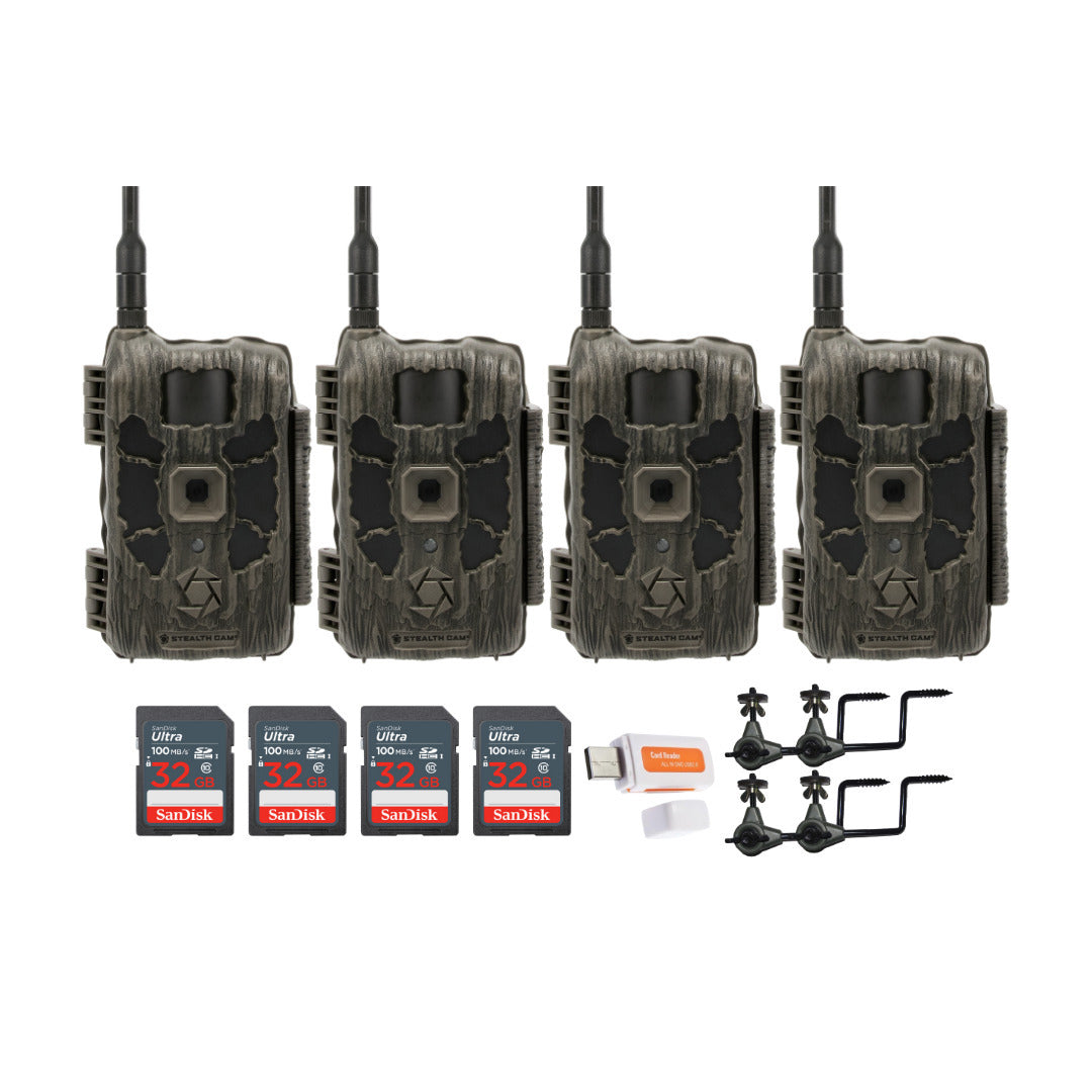Stealth Cam 40MP Deceptor Max Cellular Trail Camera (4-Pack) with 32GB Memory Card (4-Pack) Bundle