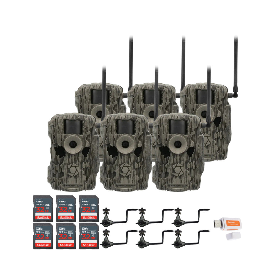 Stealth Cam 36MP Fusion Max Cellular Trail Camera (6-Pack) with Camera Holder (6-Pack) Bundle