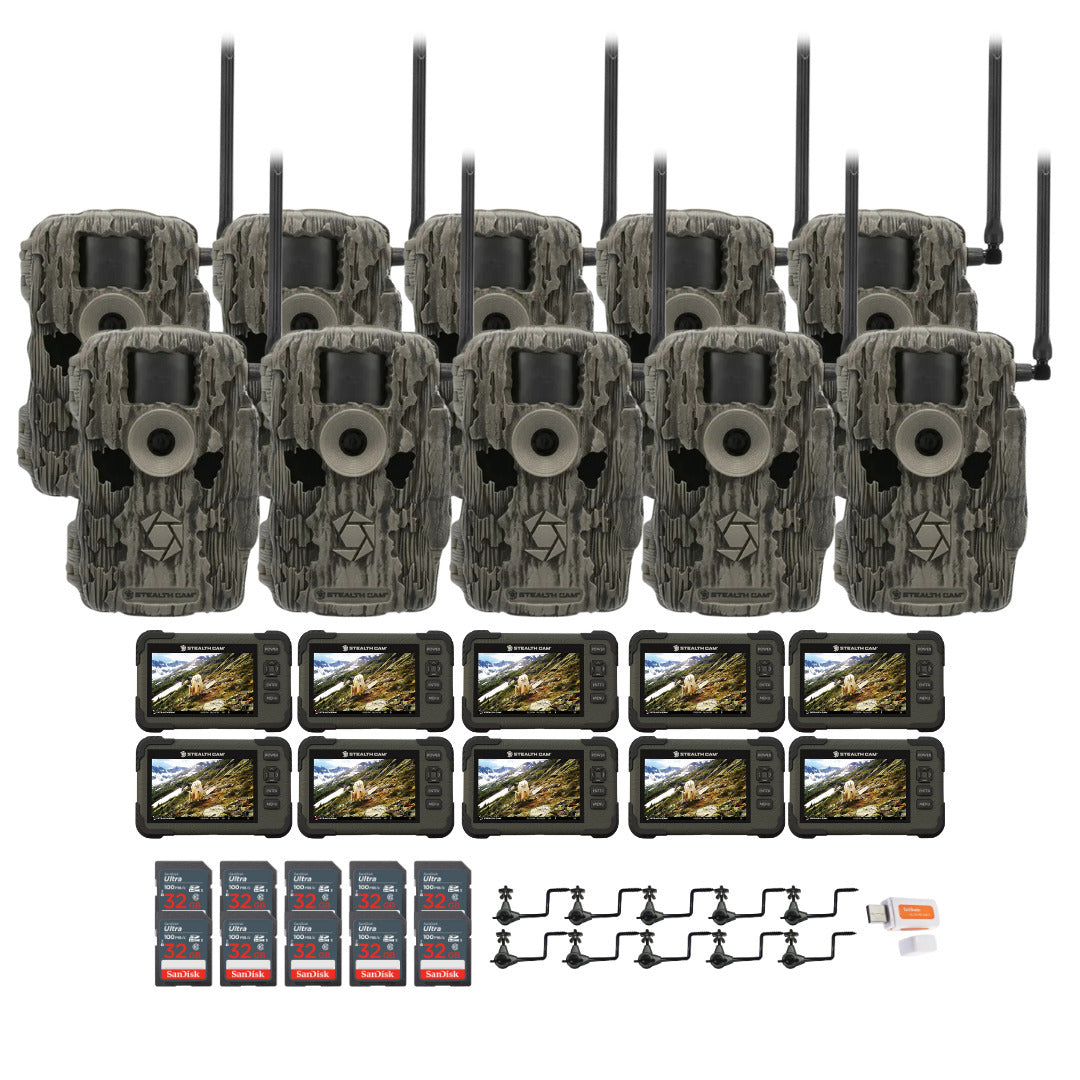 Stealth Cam 36MP Fusion Max Cellular Trail Camera (10-Pack) with SD Card Viewer (10-Pack) Bundle