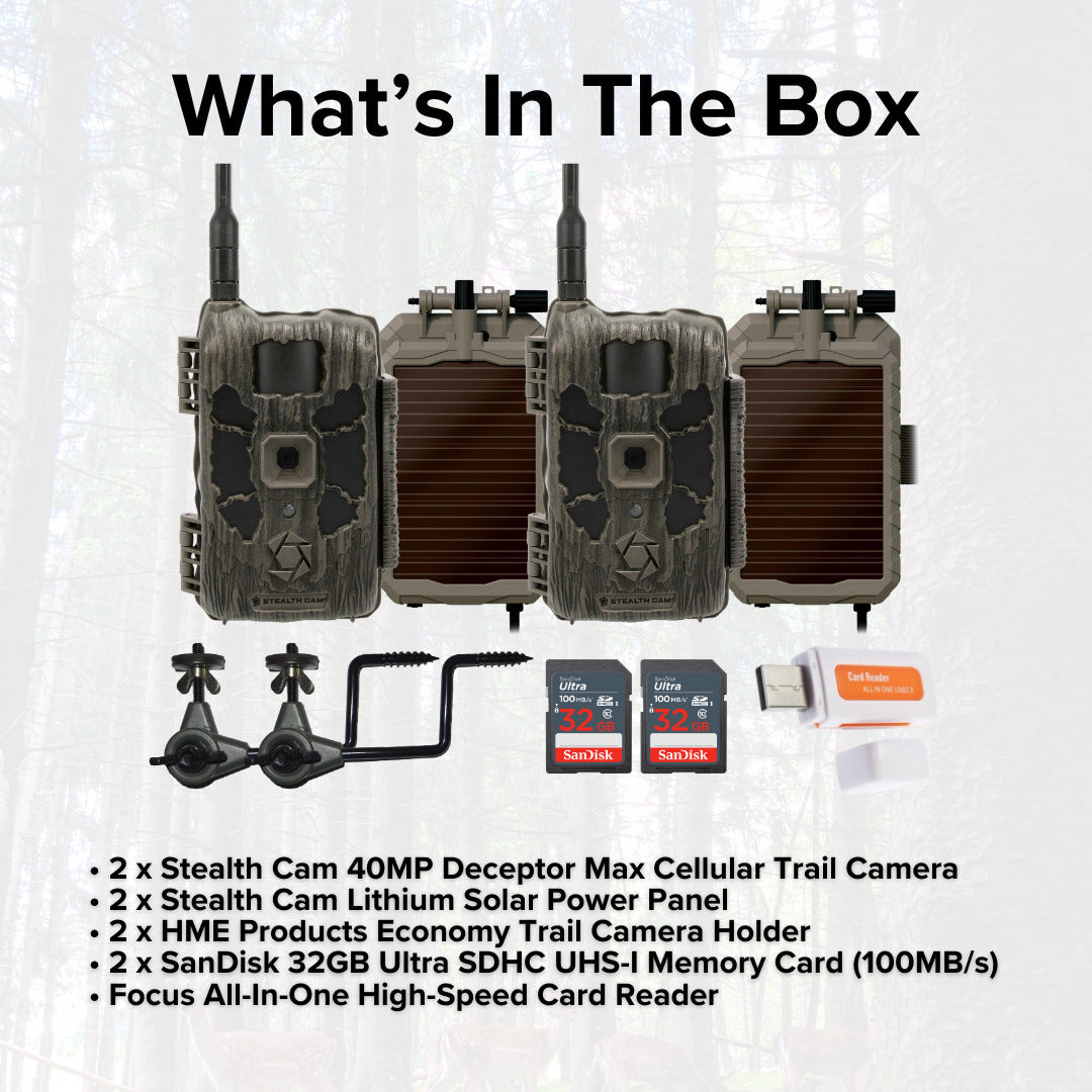 Stealth Cam 40MP Deceptor Max Cellular Trail Camera with 0.4-Second Trigger Speed (2-Pack) Bundle