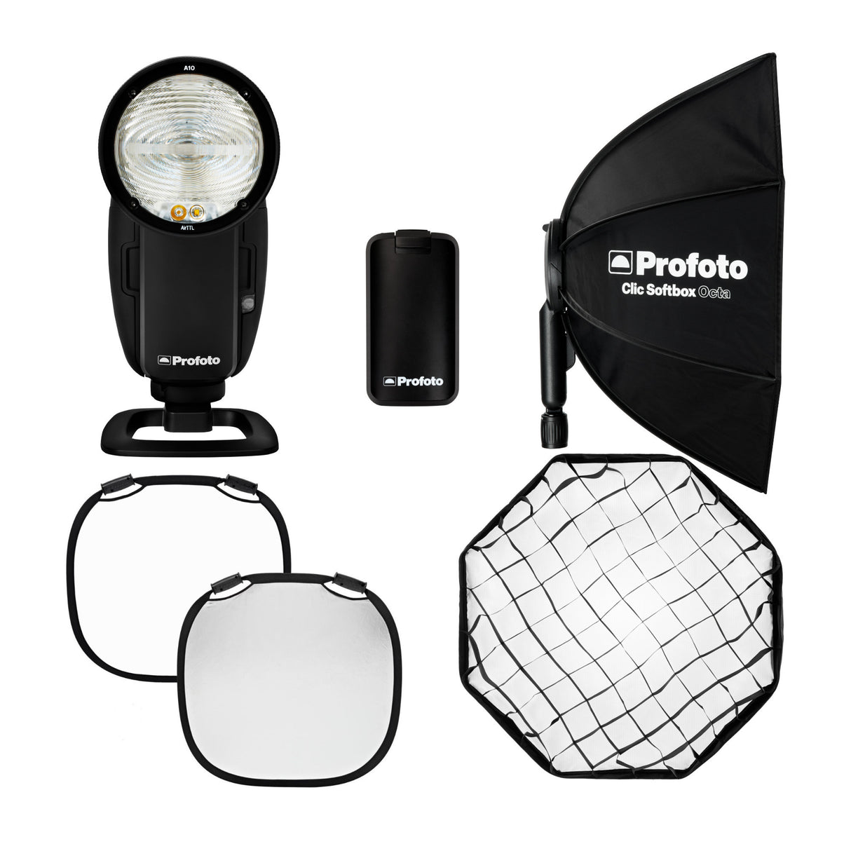 Profoto A10 On-Camera Flash Light for Canon with Clic Softbox Octa 2-Feet and Li-Ion Battery Bundle