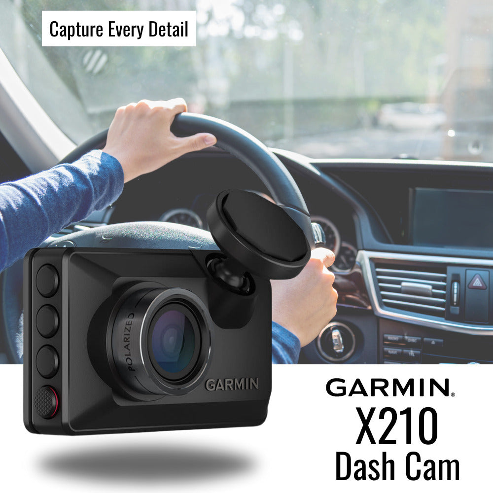 Garmin Dash Cam X210 1440p Camera with 140-Degree Field of View and Voice Control (Black) Bundle