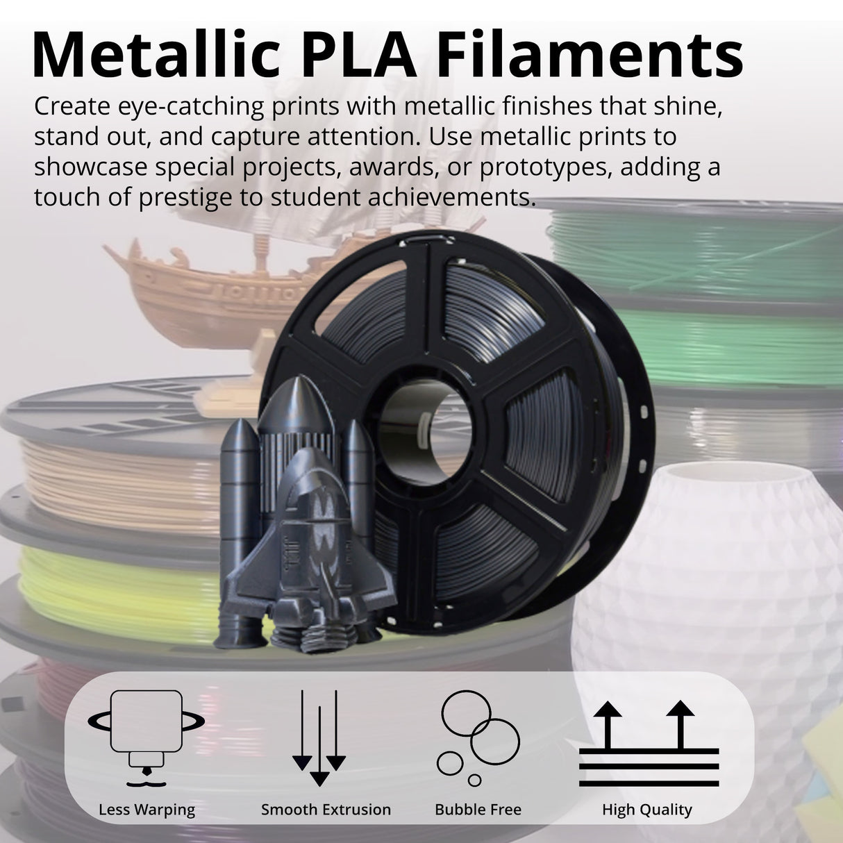 MakerBot 375-0086A Metallic Color Series Sketch 1.75mm PLA Filament (Midnight Metal)
