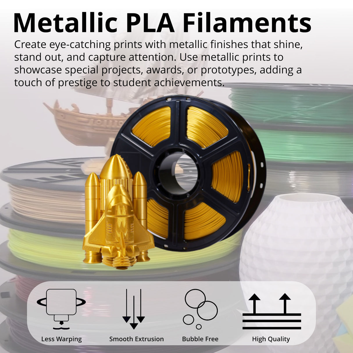MakerBot 375-0085A Metallic Color Series 1.75mm PLA Filament for Sketch Printer (Crown Gold, 2.2 Lb)