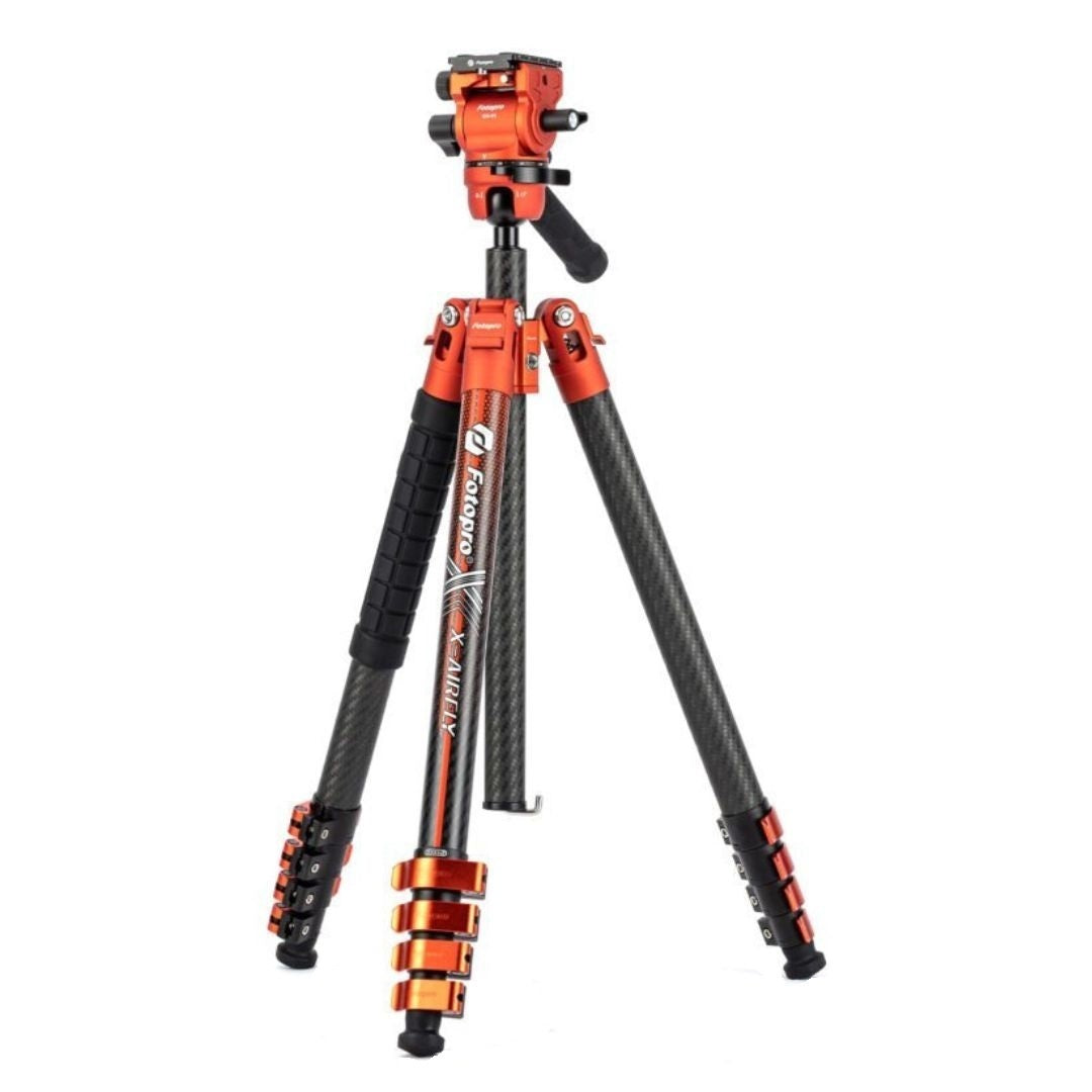 Fotopro X-Airfly Video Tripod with Flip Lock System and Compact and Lightweight Design (Orange)