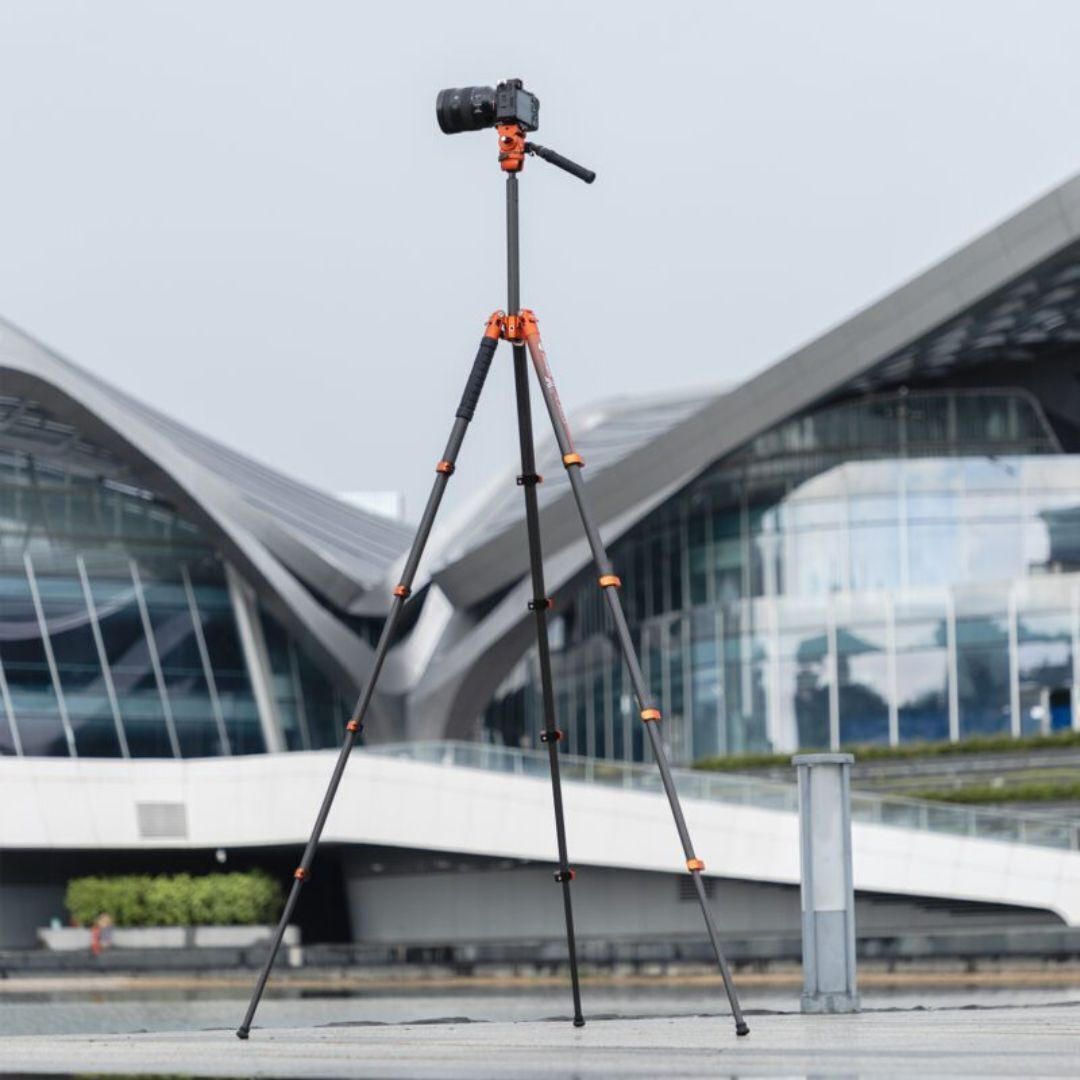 Fotopro X-Airfly Video Tripod with Flip Lock System and Compact and Lightweight Design (Orange)