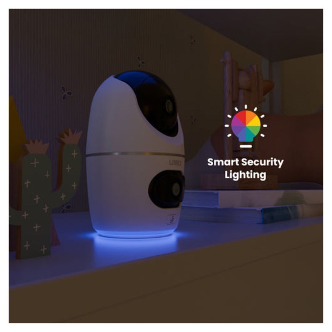 Lorex 2K Dual Lens Indoor Pan-Tilt 32GB Cloud-Enabled Wi-Fi Security Camera with IR Vision (White)