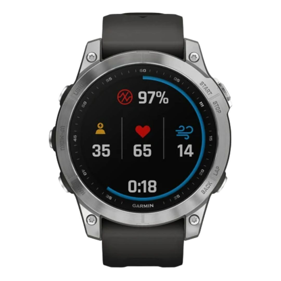 Garmin fenix 7 Standard Edition Multisport GPS Watch (Silver with Graphite Band)