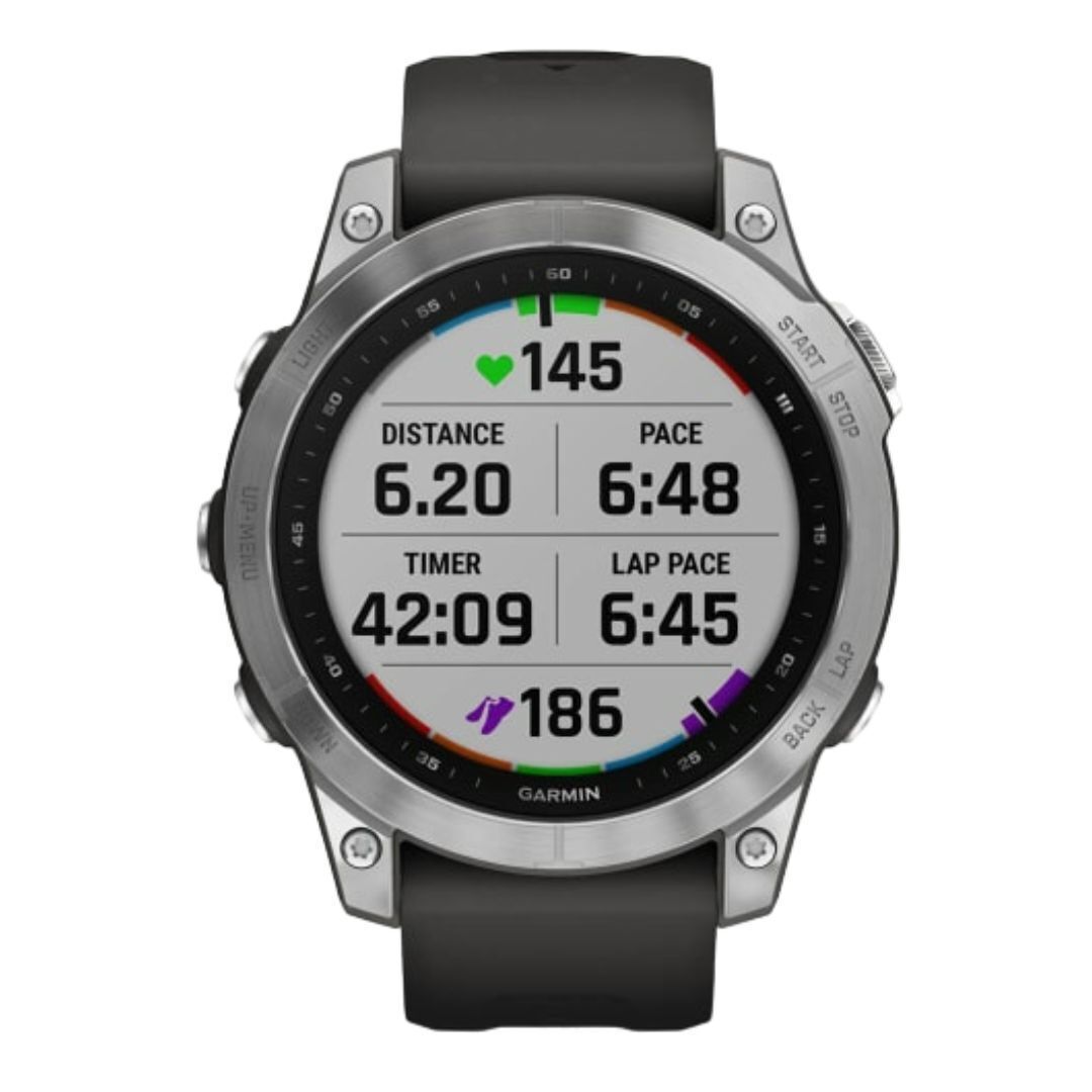 Garmin fenix 7 Standard Edition Multisport GPS Watch (Silver with Graphite Band)
