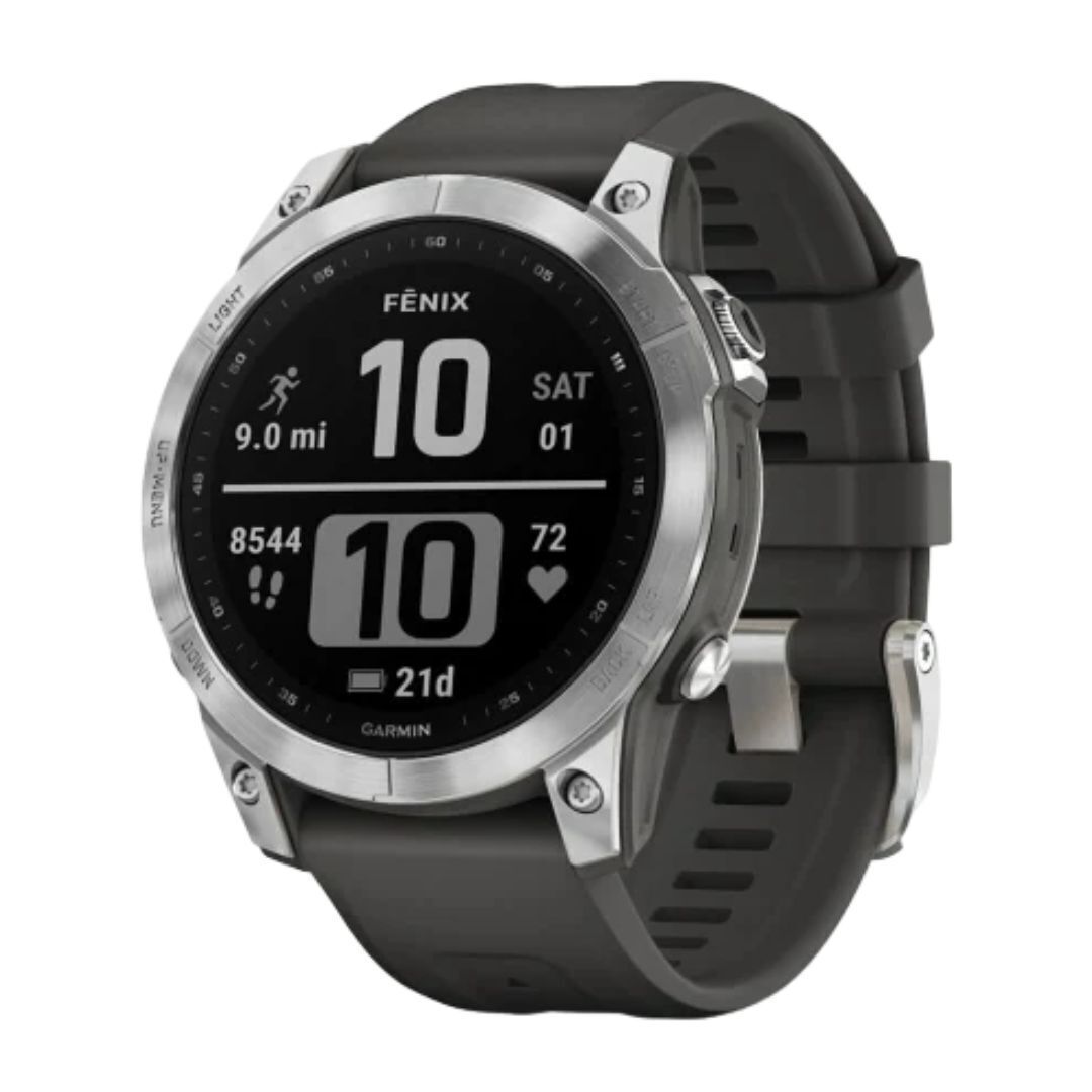 Garmin fenix 7 Standard Edition Multisport GPS Watch (Silver with Graphite Band)
