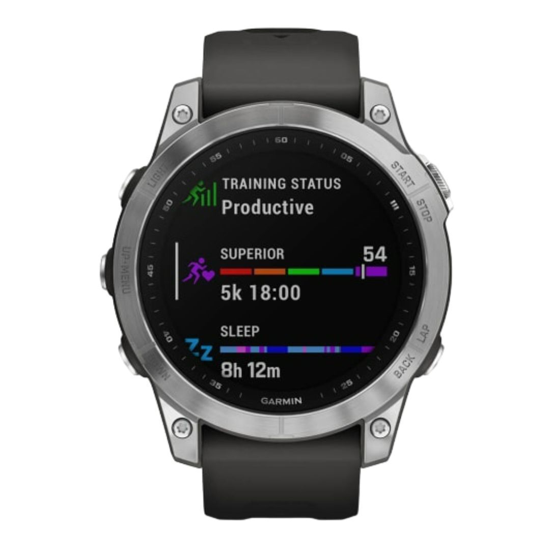 Garmin fenix 7 Standard Edition Multisport GPS Watch (Silver with Graphite Band)