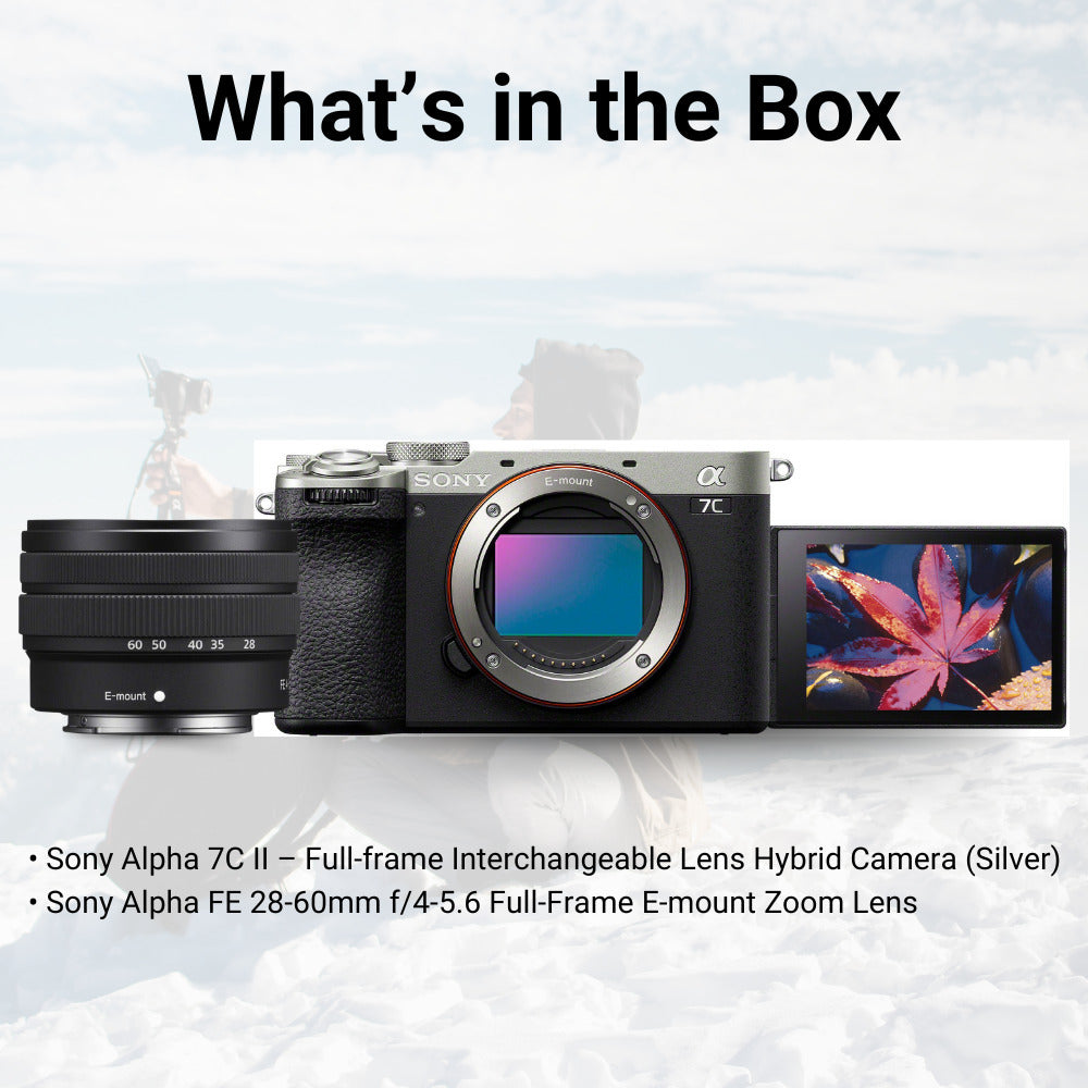 Sony Alpha 7C II Full-Frame Interchangeable Lens Hybrid Camera Body (Silver) with Zoom Lens Bundle