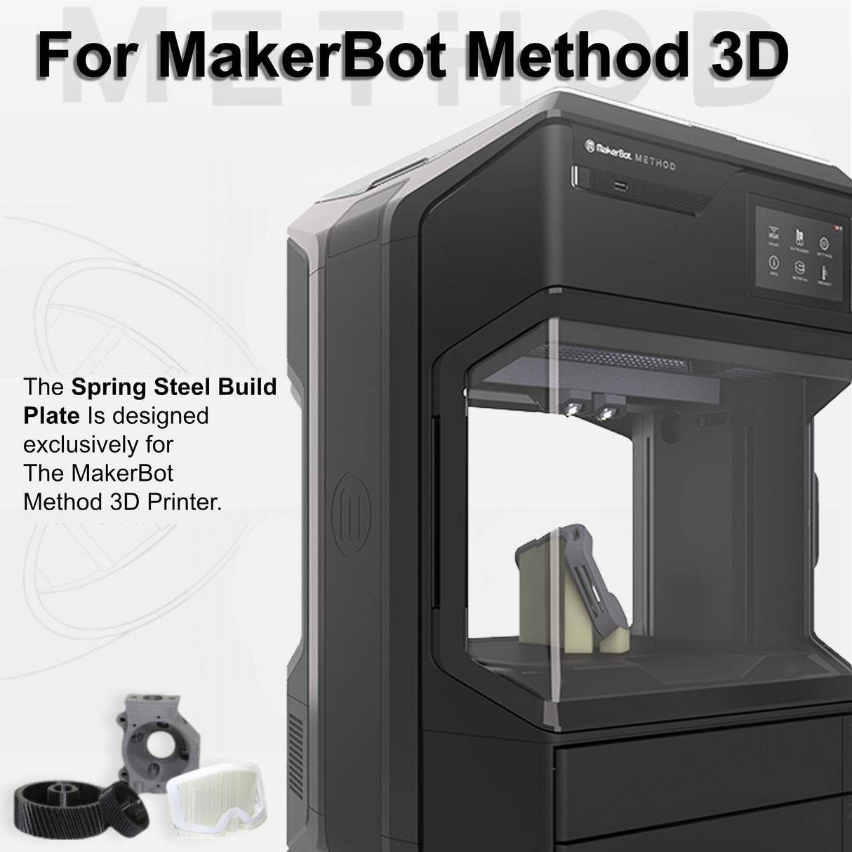 MakerBot 900-0039A Spring Steel Build Plate with Grip Surface for MakerBot METHOD 3D Printer (Black)