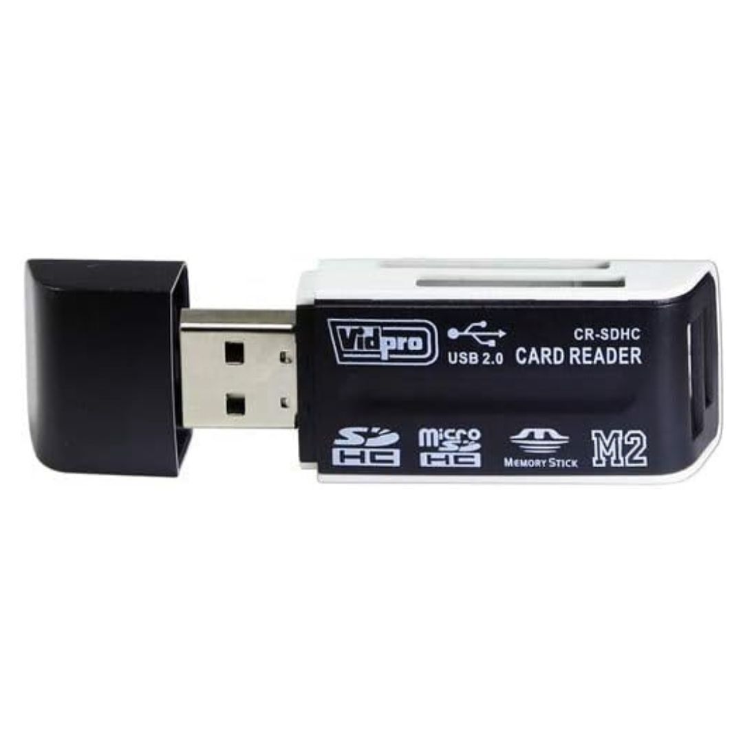 Vidpro 4-In-1 USB 2.0 Card Reader with 480 MBPS Transfer Speed,and Lightweight Design (Black)