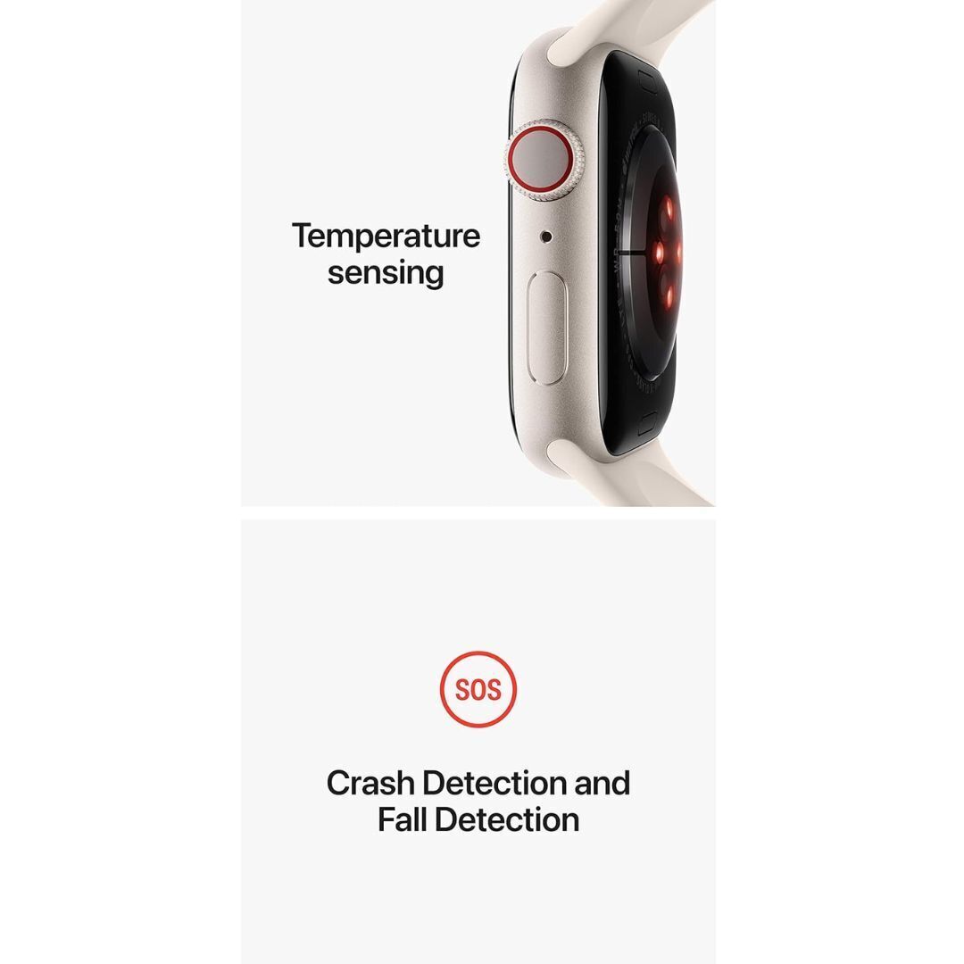 Apple Watch Series 8 GPS and Cellular Smartwatch (Starlight Aluminium with Sport Band, Refurbished)