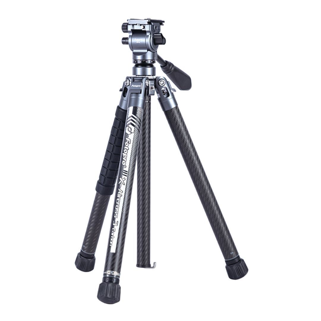Fotopro X-Aircross 3 Lite Video Tripod with 3K Carbon Fiber Legs and Fast Locking System (Gray)