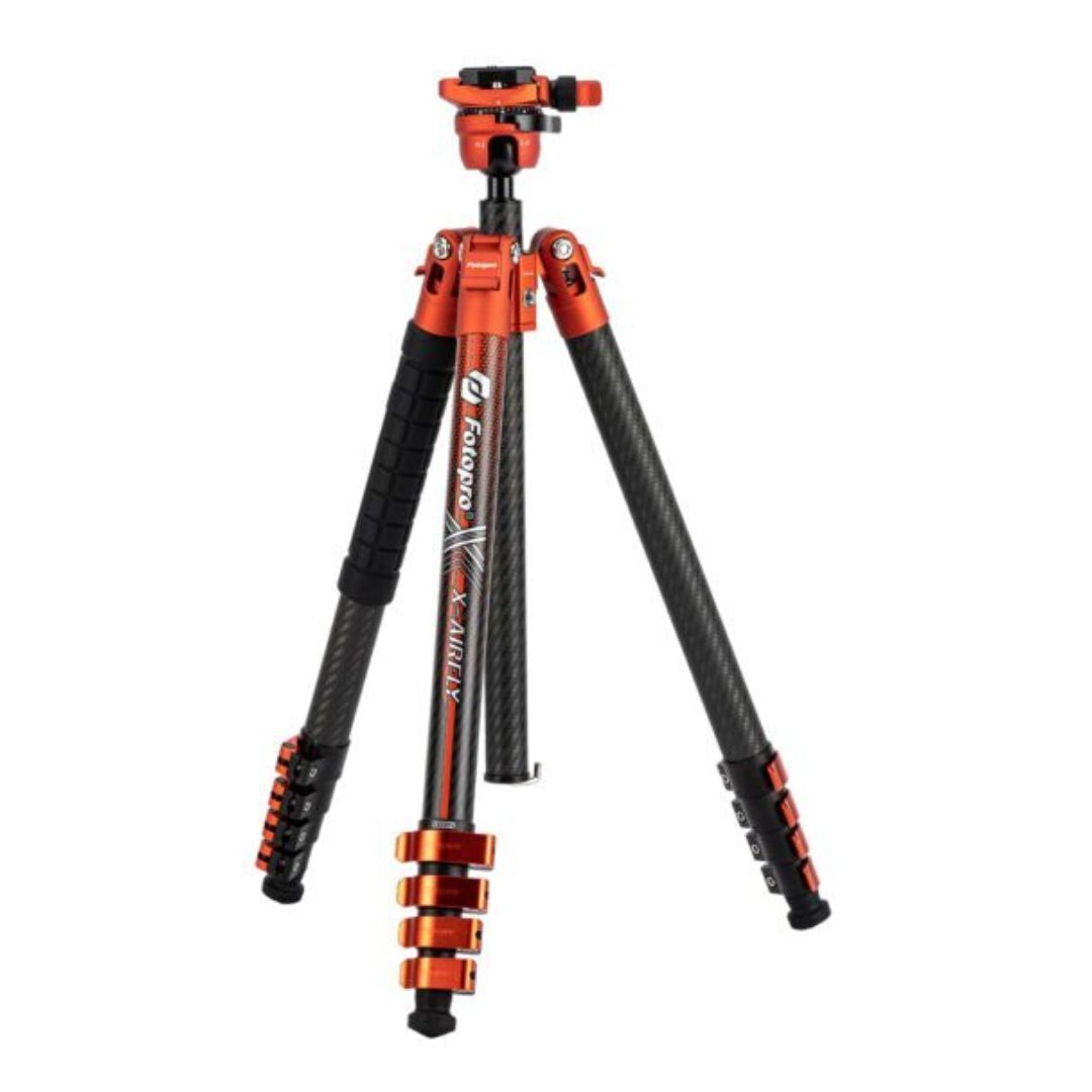 Fotopro X-Airfly Tripod with Lightweight 3K Carbon Fiber Legs and Flip Lock System (Orange)