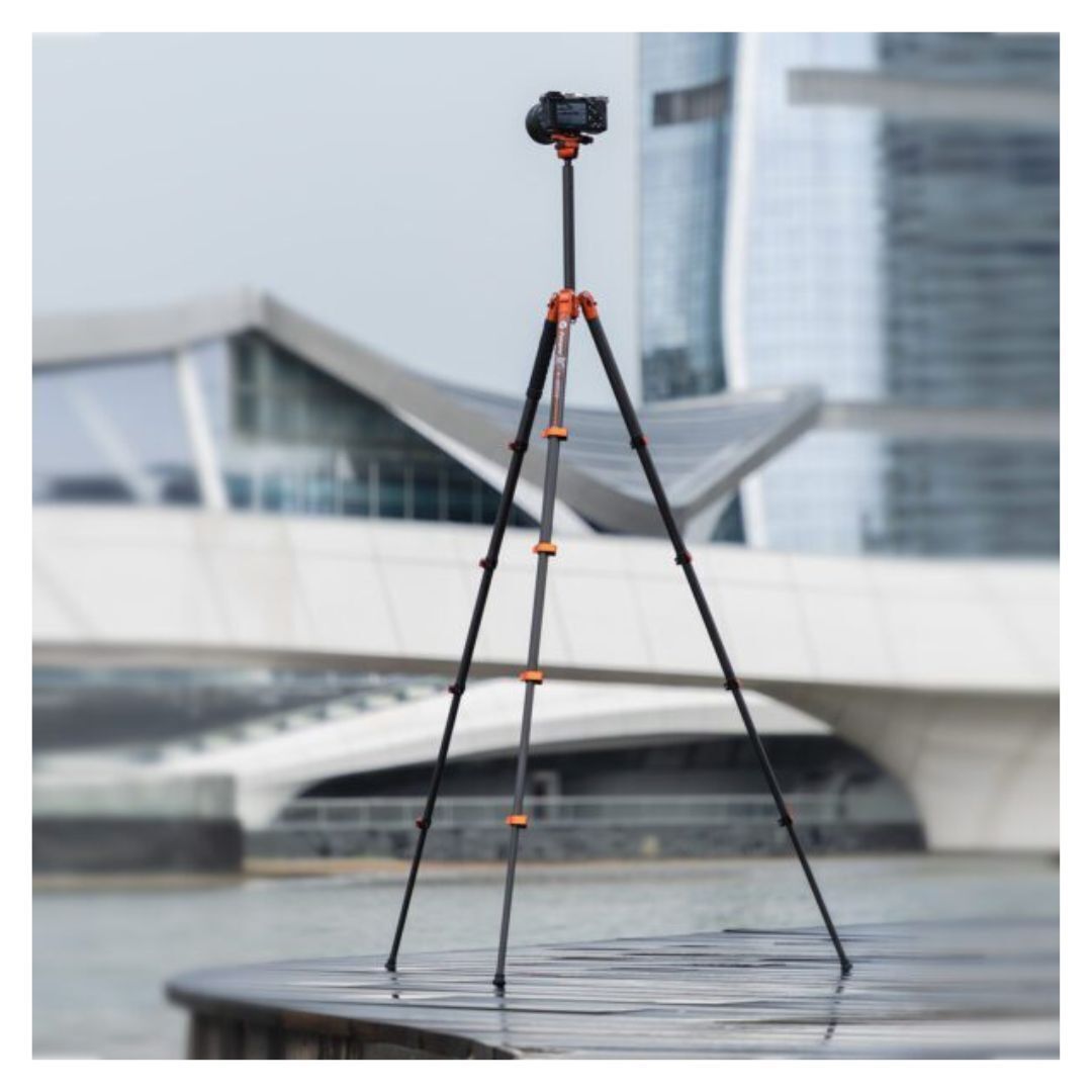 Fotopro X-Airfly Tripod with Lightweight 3K Carbon Fiber Legs and Flip Lock System (Orange)