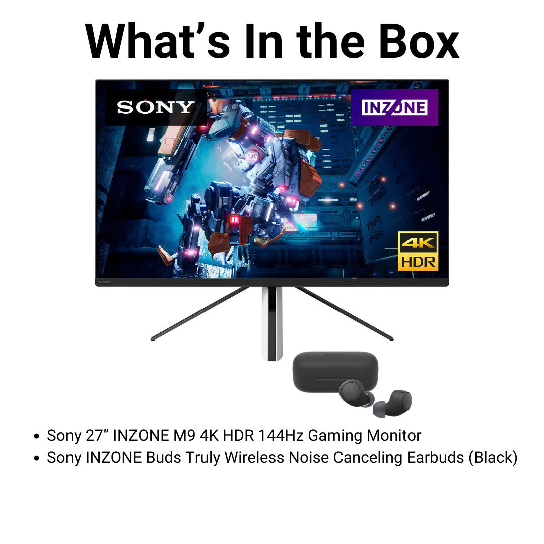 Sony SDM-U27M90 27-Inch INZONE M9 4K HDR 144Hz Gaming Monitor with Gaming Sony INZONE Earbuds Bundle