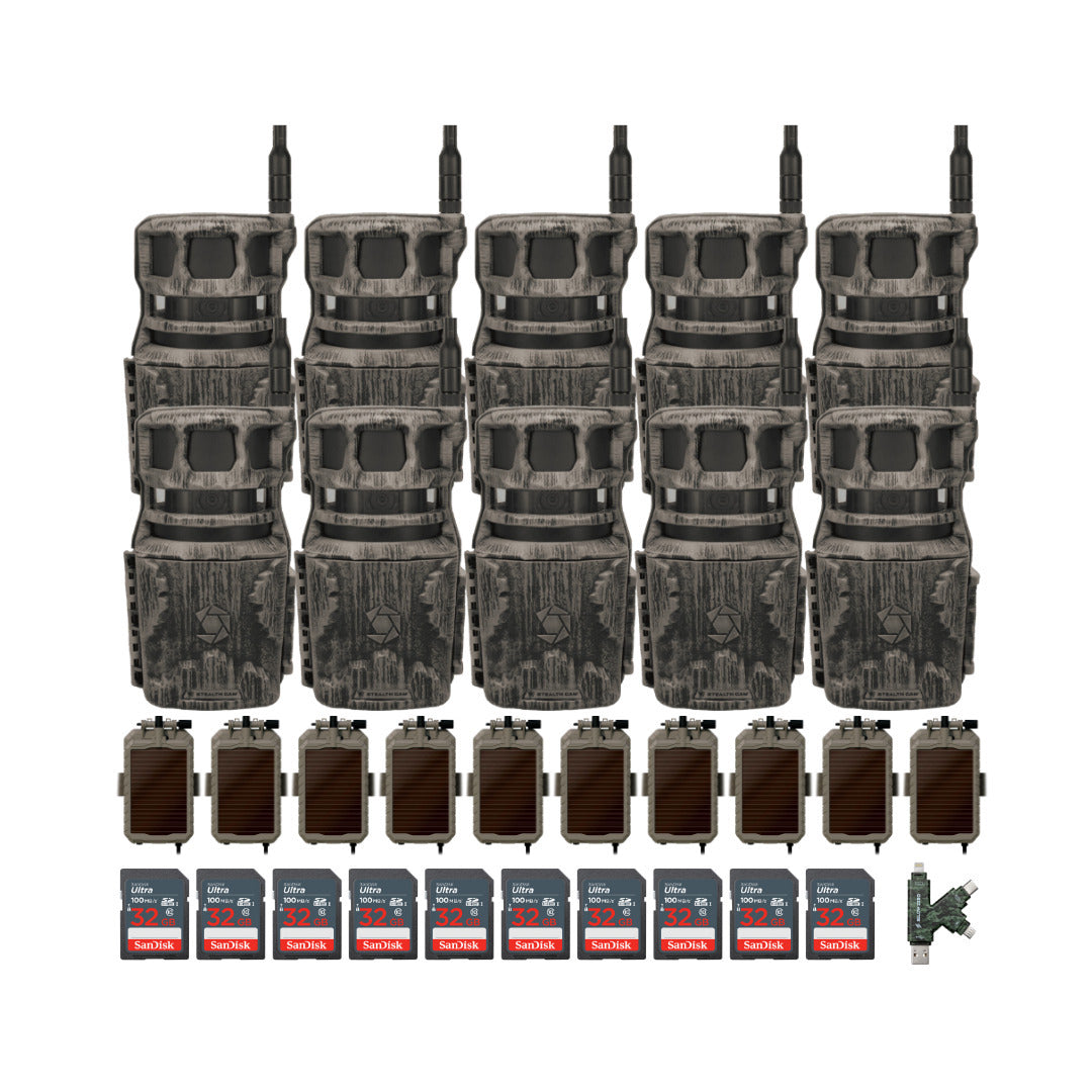 Stealth Cam Revolver 40MP Pro 360 Degree Cellular Trail Camera with Solar Panel (10-Pack) Bundle