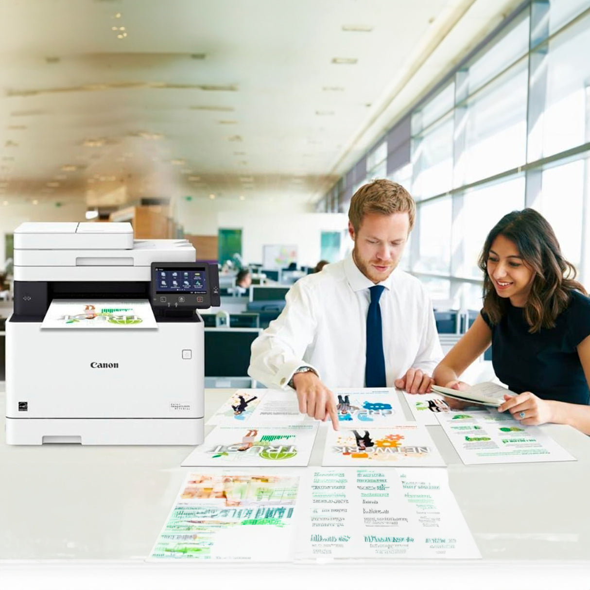 Canon Color imageCLASS MF741Cdw Laser Printer (White and Black, Refurbished) with 4 x Toner Bundle