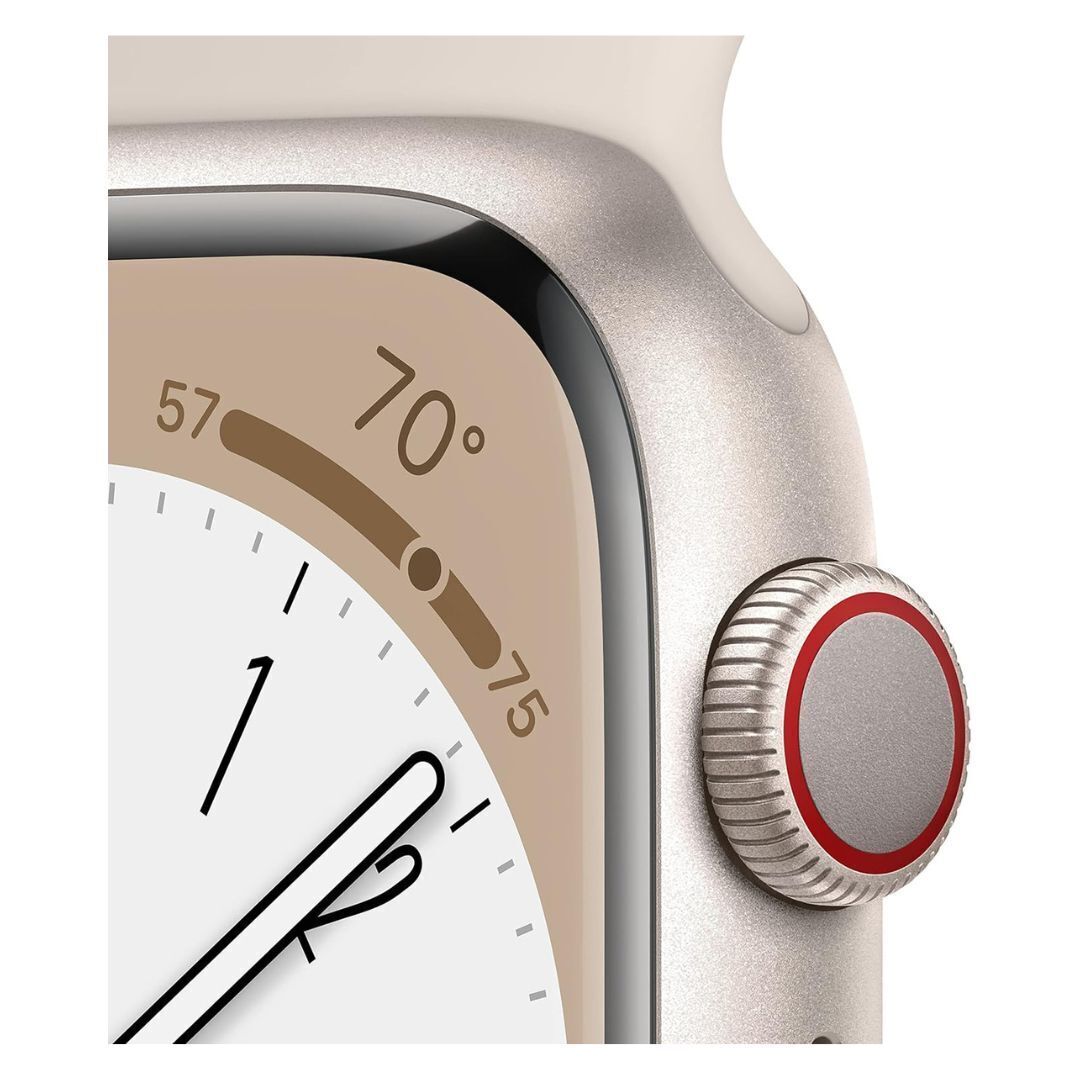 Apple Watch Series 8 GPS and Cellular Smartwatch (Starlight Aluminum with Sport Band, Refurbished)