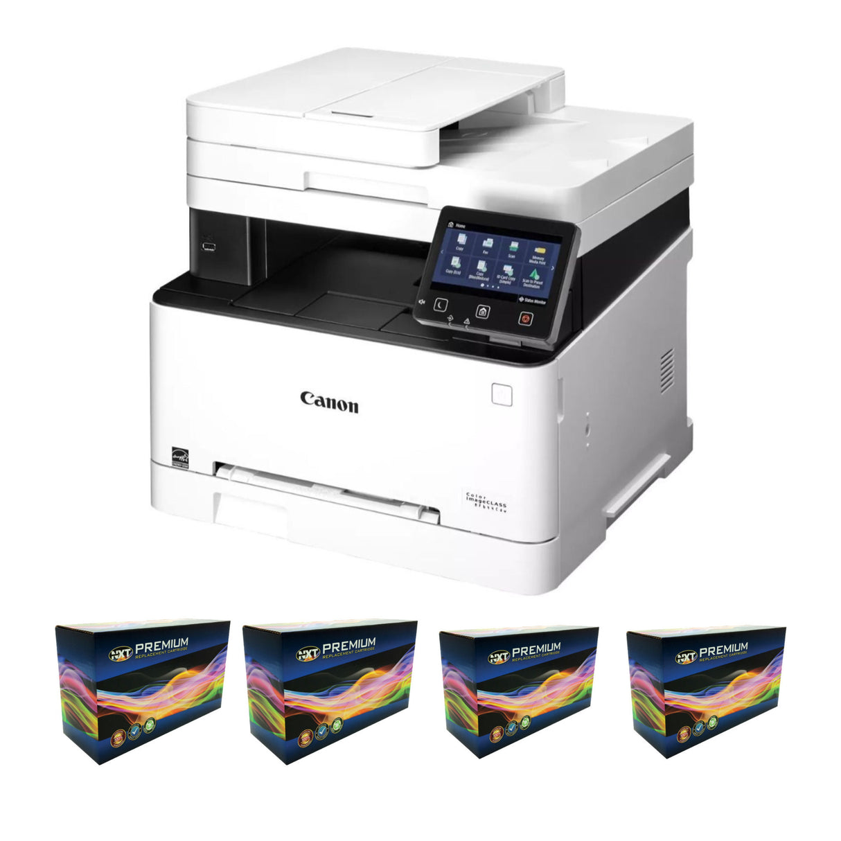 Canon Color imageCLASS MF644Cdw Laser Printer (White and Black, Refurbished) with 4 x Toner Bundle