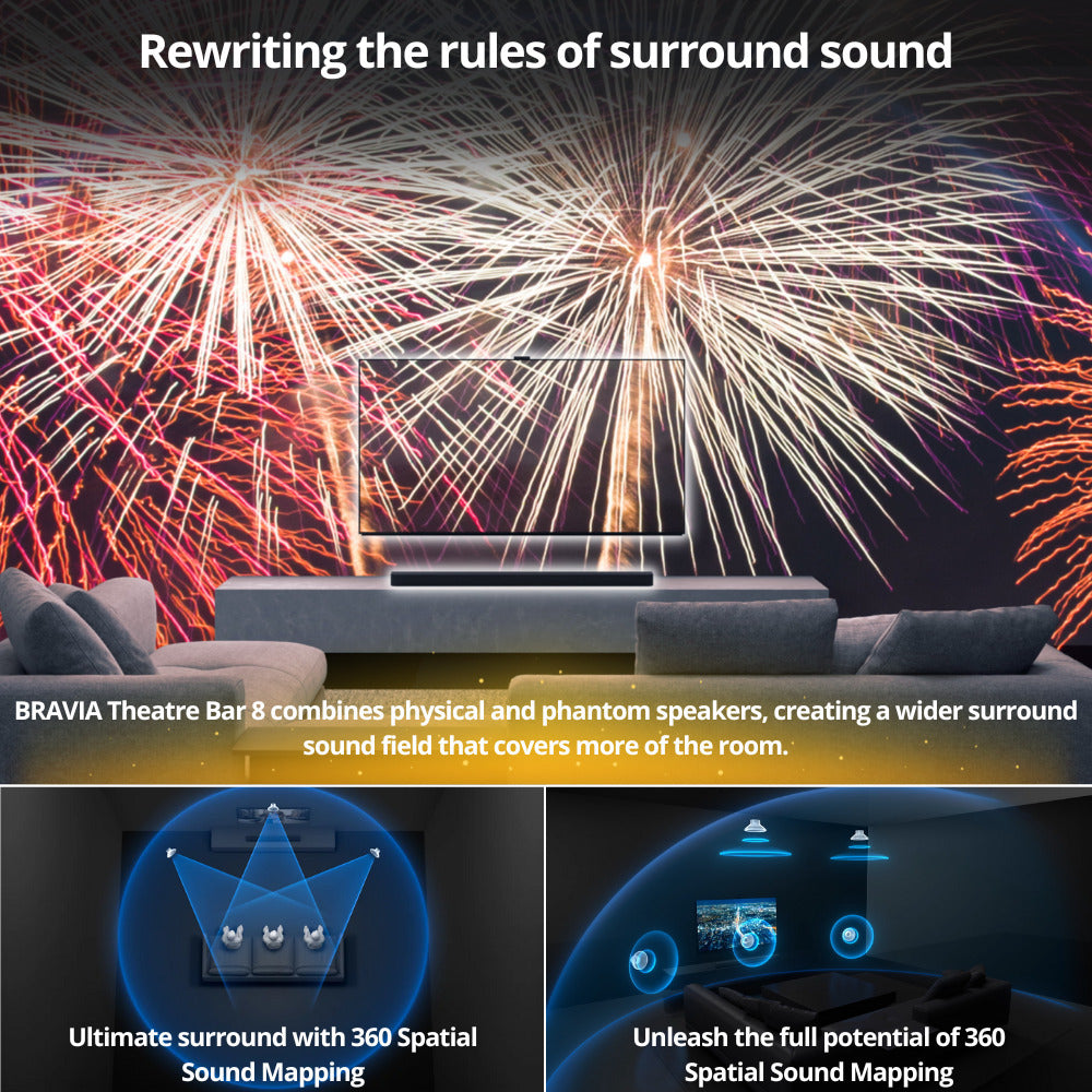 Sony HT-A8000 BRAVIA Theater Bar 8 with Dolby Atmos and 360 Spatial Sound Mapping (Black) Bundle