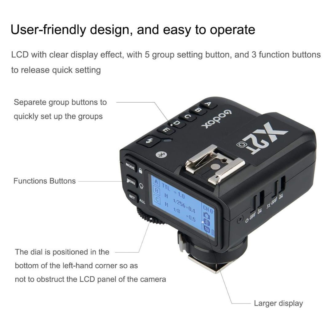 Godox X2 TTL Wireless Flash Trigger with 5 Group Setting Button for Olympus and Panasonic (Black)
